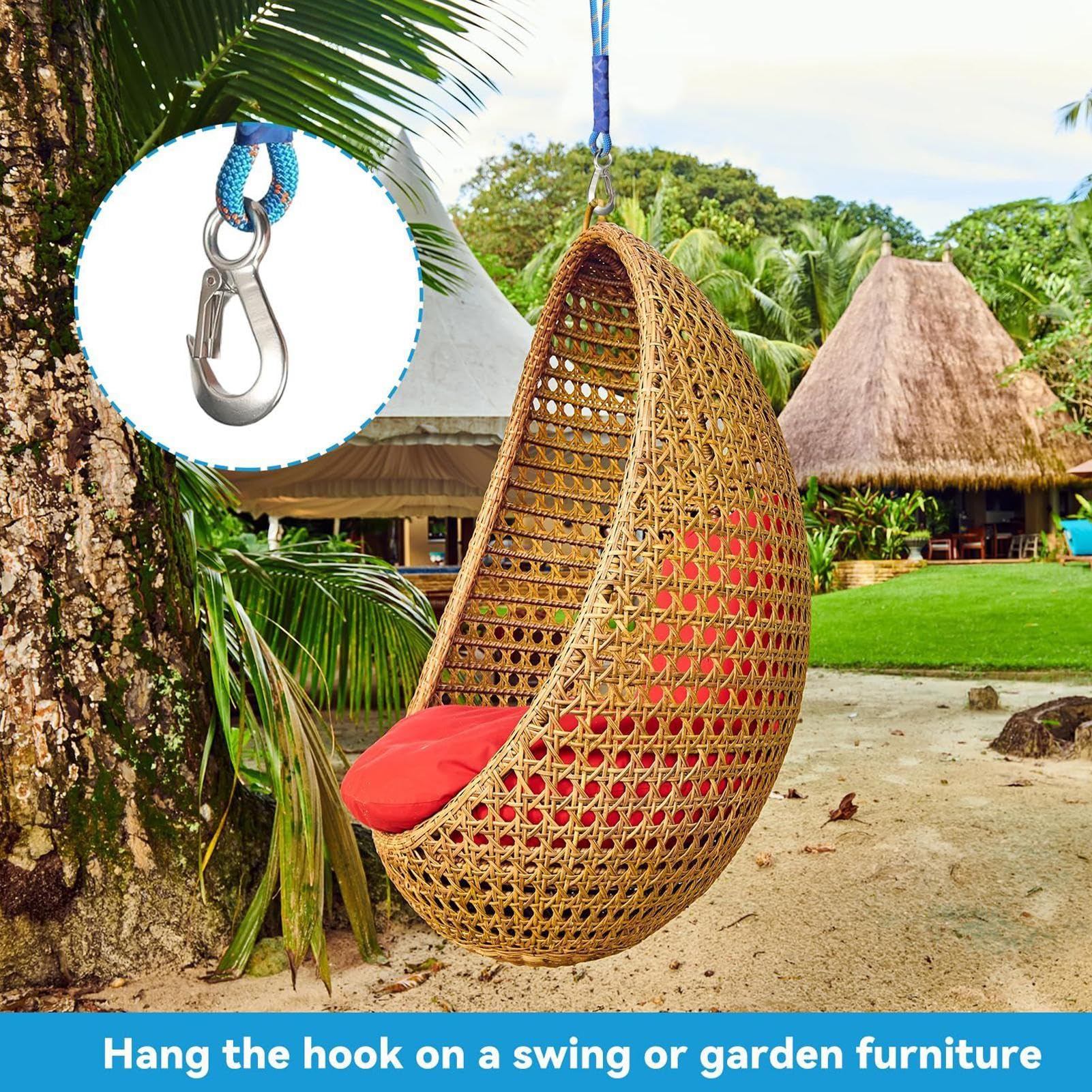 Sangles d'arbre pour balançoire – Corde de fixation pour hamacs | Construction en acier inoxydable et polyester avec longueur réglable, idéale pour jardin, porche, terrasse, intérieur, extérieur