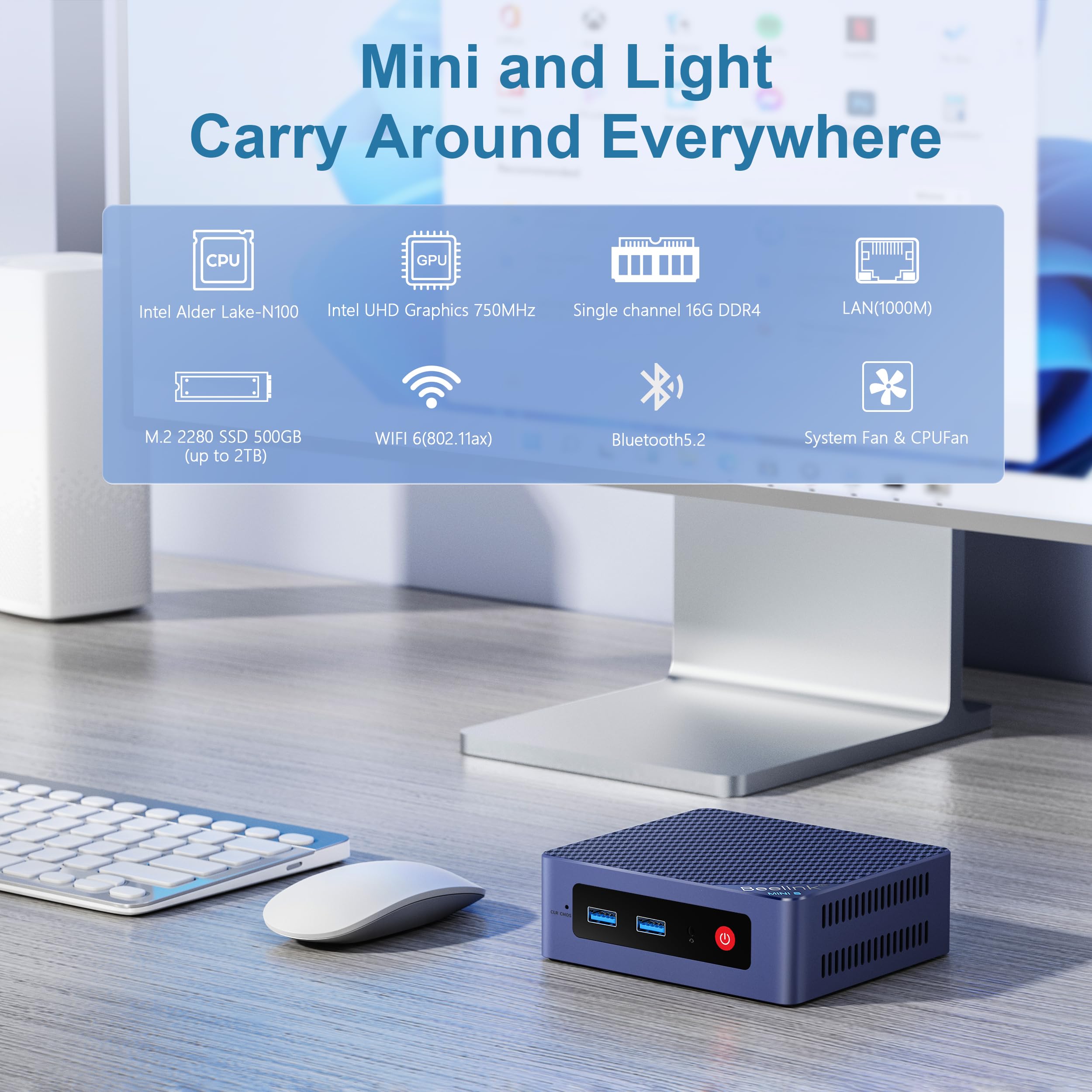 ミニPC Beelink Intel N100 Win11 MINI-S12 Pro Beelink | Beelink MINI S12 Pro Intel® Alder Lake N100