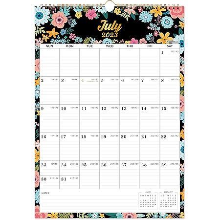 2023-2024 Wall Calendar - 18 Monthly Wall Calendar with Thick Paper, July 2023 - Dec 2024, 12" x 17", Large Blocks with Julian Dates, Twin-Wire Binding, Hanging Hook, Perfect for Home & Office Planning