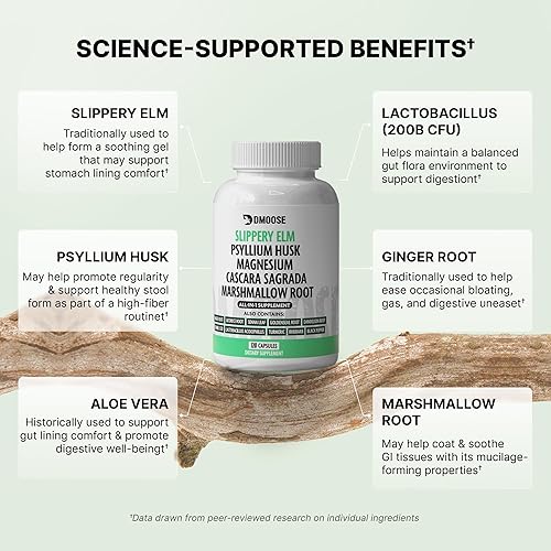 Miniatura 6 de Corteza de olmo resbaladiza 16 en 1 para mujeres y hombres  Suplemento de salud digestiva y bienestar intestinal permeable  Probiótico, cáscara de