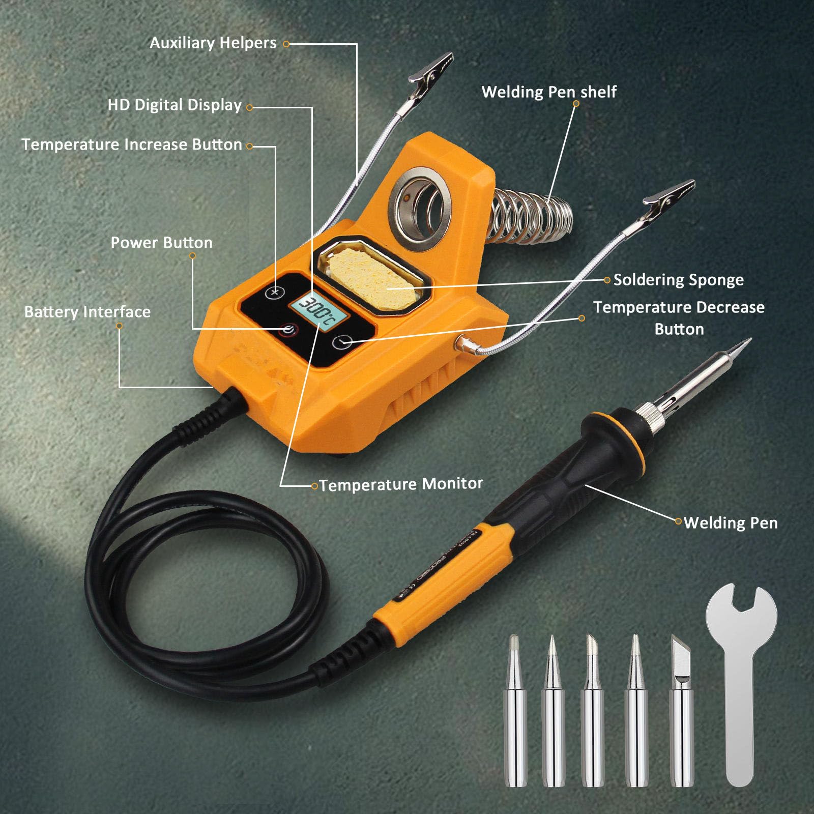 Bezprzewodowa stacja lutownicza do baterii Dewalt 20 V Max, elektryczne szybkie nagrzewanie, wyświetlacz LCD