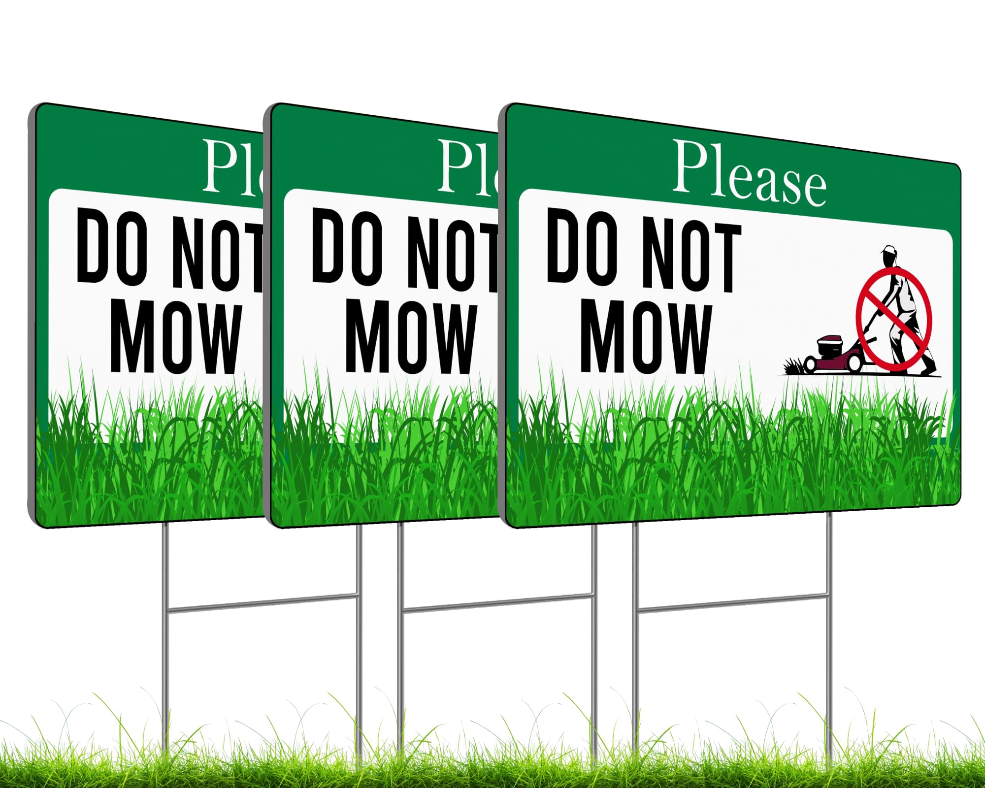 ULVEOLSet of 3 Double Sided Please Do Not Mow Sign with Metal Stakes - 12x8 Inches Plastics Garden Mow Signs for Outdoor and Indoor - No Mow May Yard Sign for Lawn - No Mowing Beyond This Point Sign