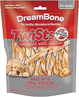 DreamBone Twist Sticks Wrapped with Real Chicken - Rawhide-Free Dog Chews, Vitamin Enriched, 50 Count