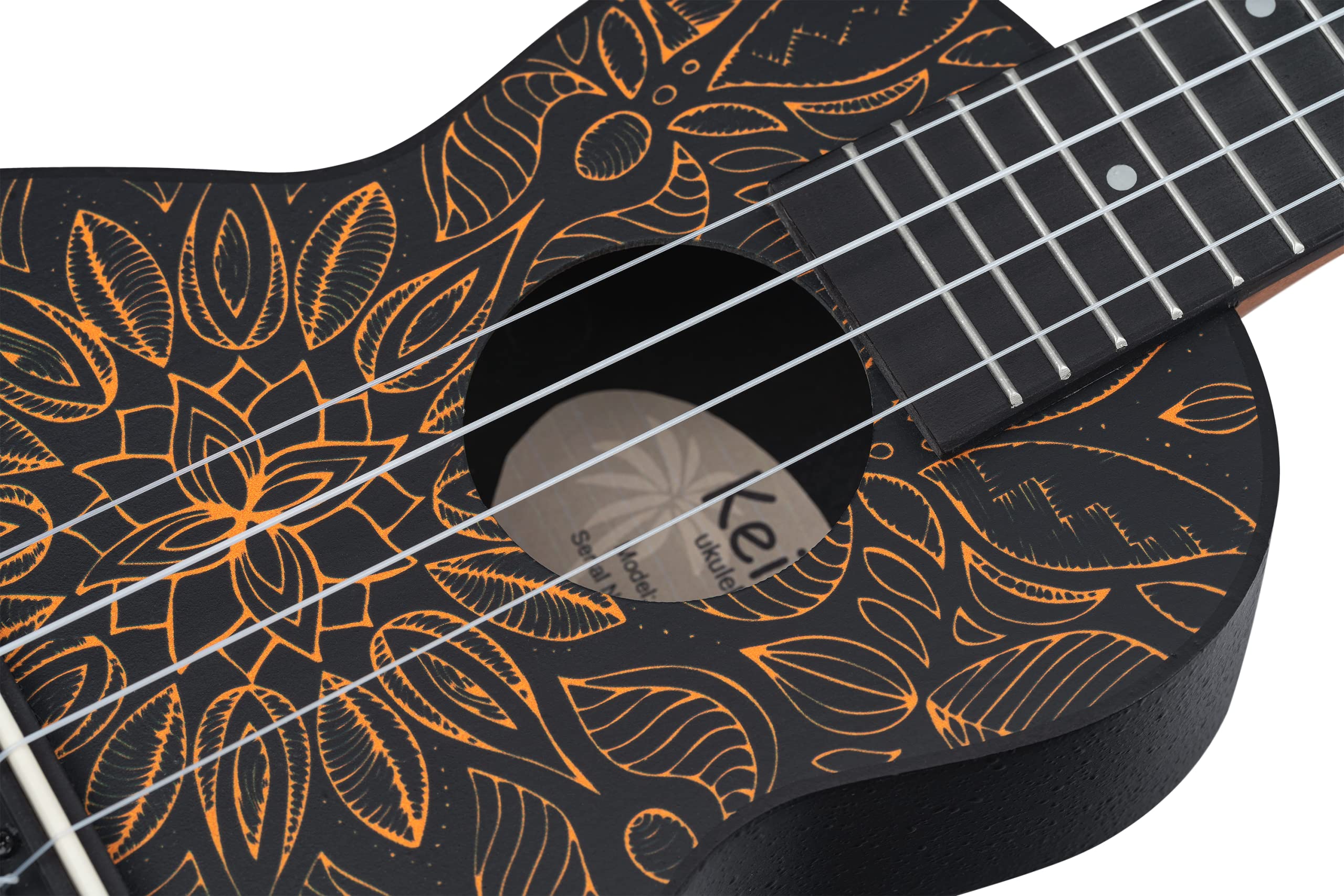 Ortega Guitars Ukulélé Soprano Super Scale Acoustique – Série Keiki K2 – Accessoires Inclus – Agathis / ABS, Kaléidoscope Orange (K2SS-OKC)