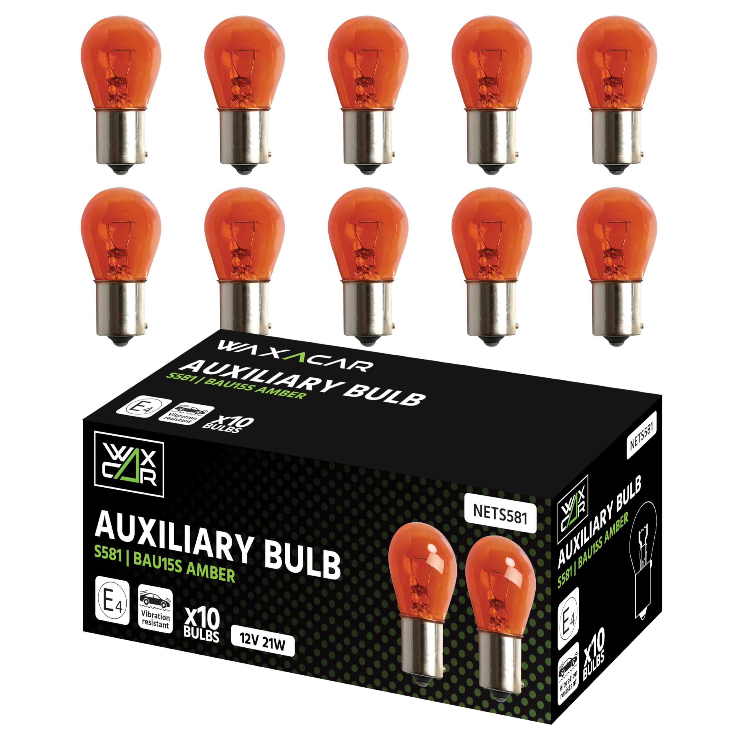 WAXACAR Vehicle Light Bulbs, Multi-Purpose for Tail, Brake, Fog, Indicator, Reverse Lights, 10 Pack, Universal Fit, Halogen, 21W, Compatible with Car, Van, Trailer, Truck, Bike (501 (10 Pack)) — view 10