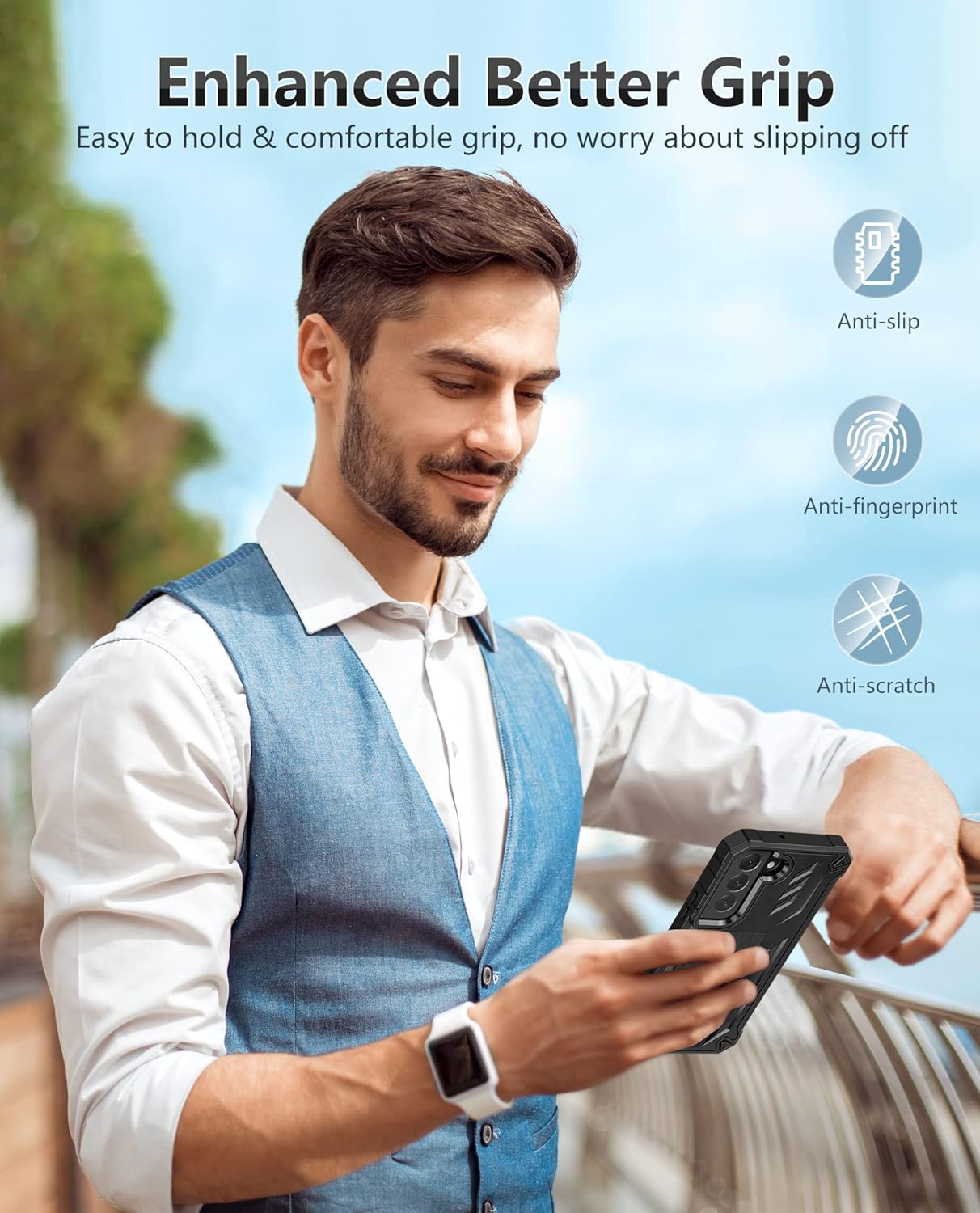 FNTCASE for Samsung Galaxy S22 Protective Case: Military Grade Protection Rugged Anti-Drop Case with Belt-Clip Holster & Kickstand - Full Shockproof Sturdy Durable Bumper Textured Cell Phone Cover