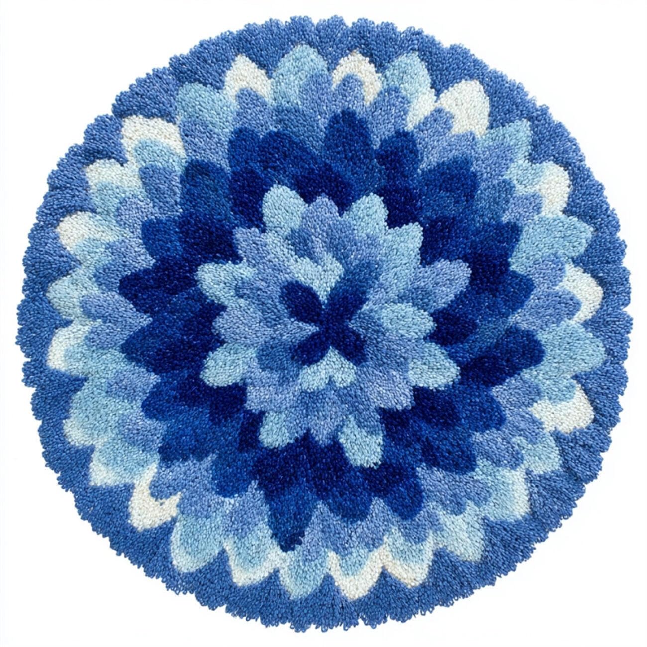 Kitquiver Y Latch Hook Carpet Kits Blue Flowers 60X60cm