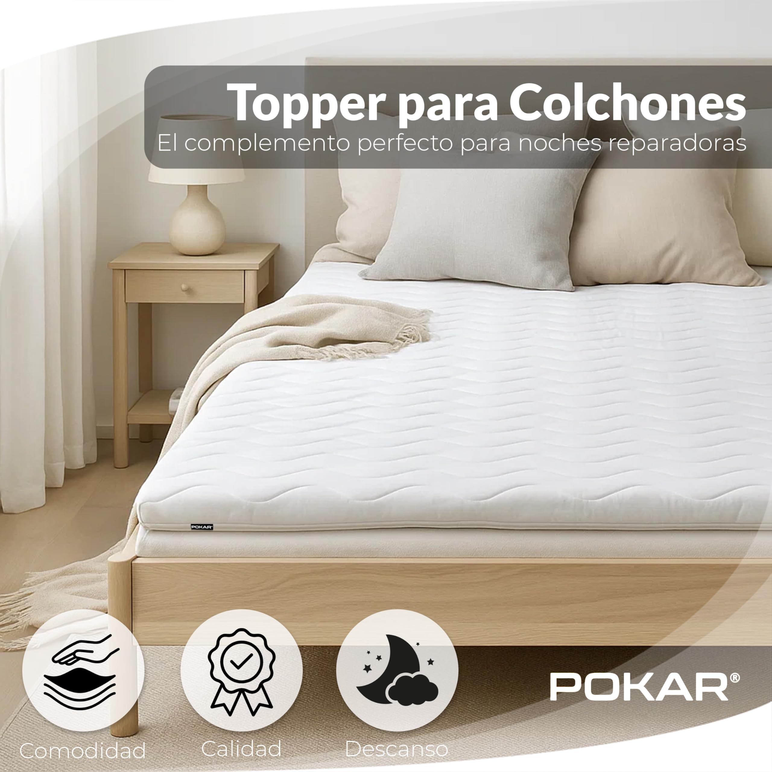 POKAR Protector de Colchón Acolchado Topper de la Cama Canape 130 x 190 cm