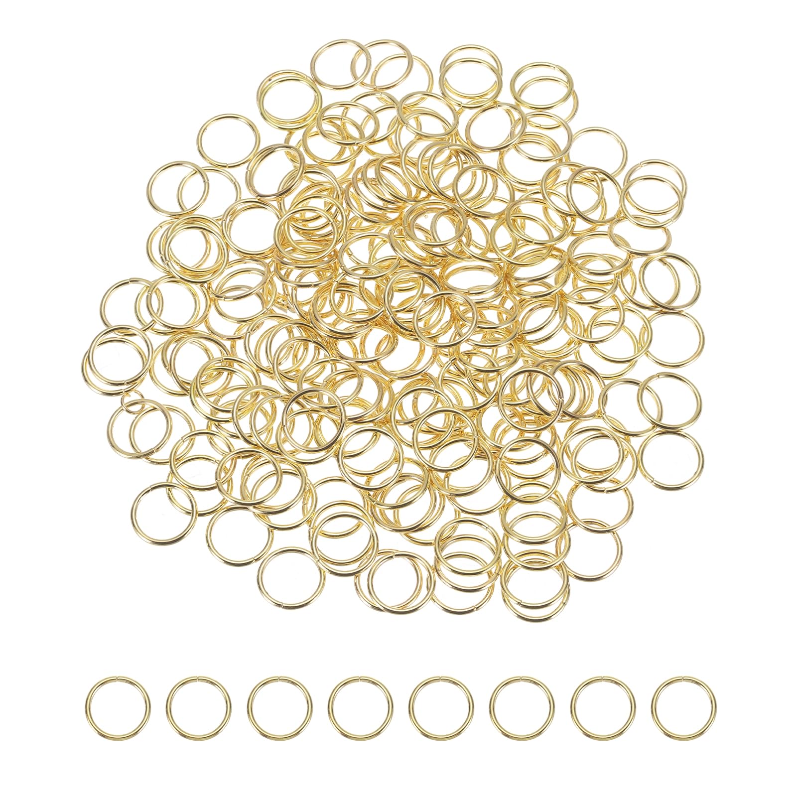 sourcing map 200 Pcs Open Jump Rings, 16mm Split Metal O Ring 1.5mm Thick Loop Connector for Jewelry Making Keychains DIY Necklaces Bracelet Earrings Craft Making, K Gold โ image 1