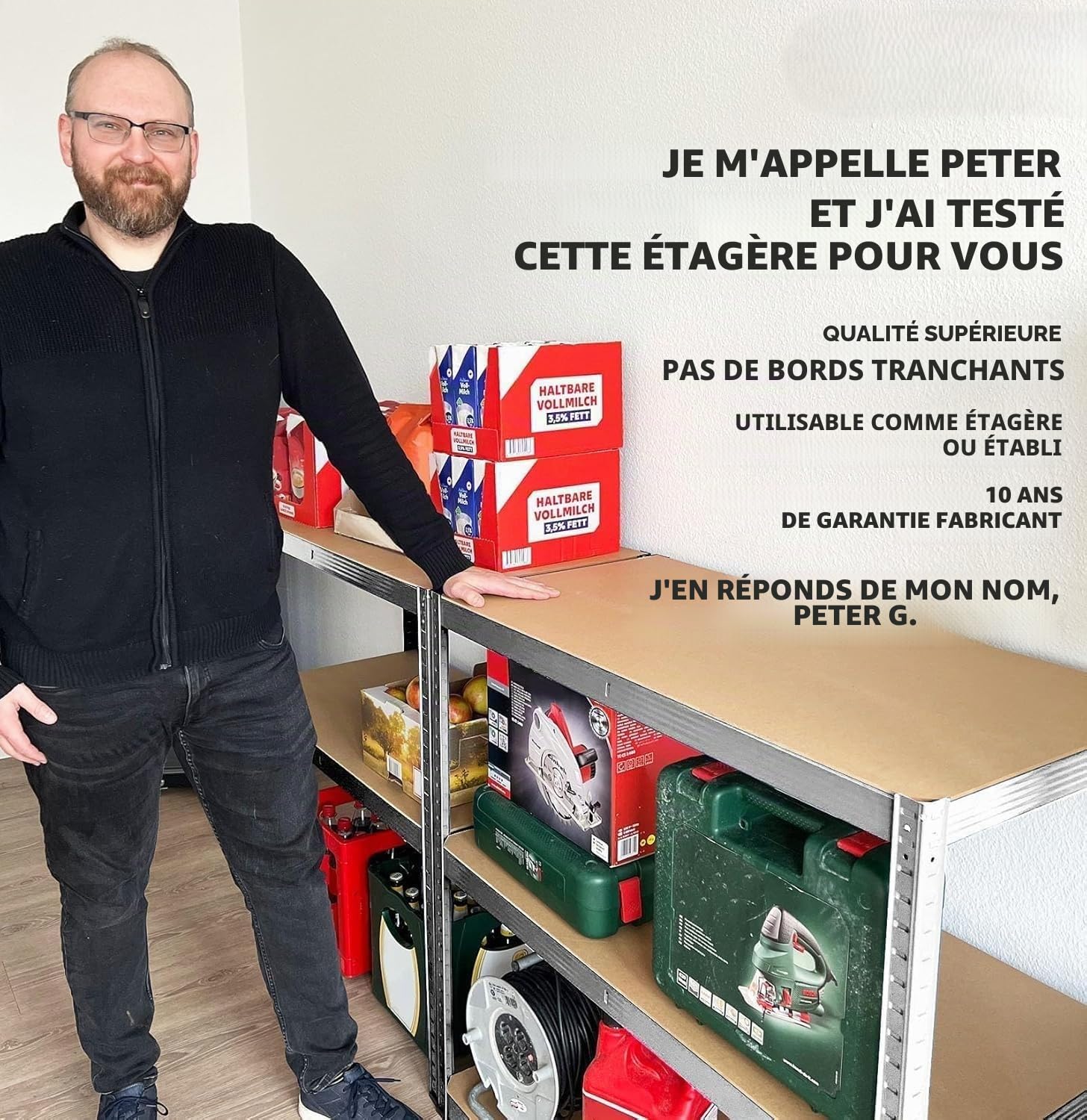 KARAT Étagère pour Charges Lourdes - Enfichable, de Sous-Sol, Établi - Charge Maximale : 1250 kg - Montage Rapide et Stable (Galvanisé, 200 x 90 x 45 cm)