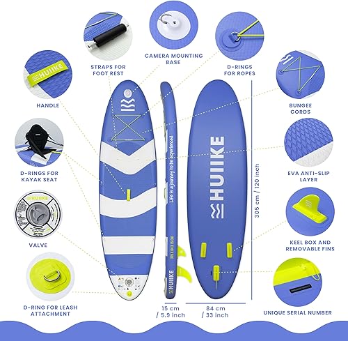 Miniatura 2 de HUIIKE Tabla de Paddle Inflable para Adultos con Accesorios Incluidos, Remo, Aletas, Bomba. Tabla de Stand Up Paddle de Gran Estabilidad y Paquete