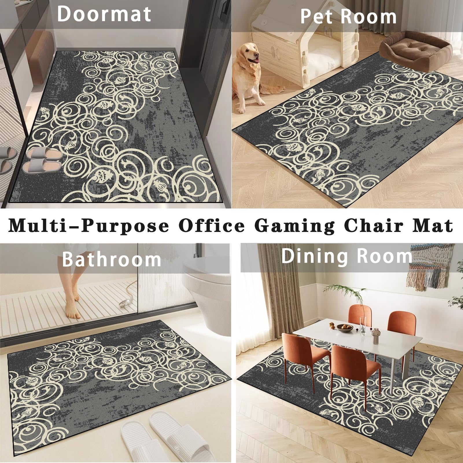 200 x 300 cm Tapis de Chaise de Bureau, Tapis Gaming Sol pour Sols durs pour Parquet, Tapis Protège Sol, Antidérapant Protège Parquet Chaise Roulettes, Tapis pour Fauteuil, Tapis de Sol Bureau