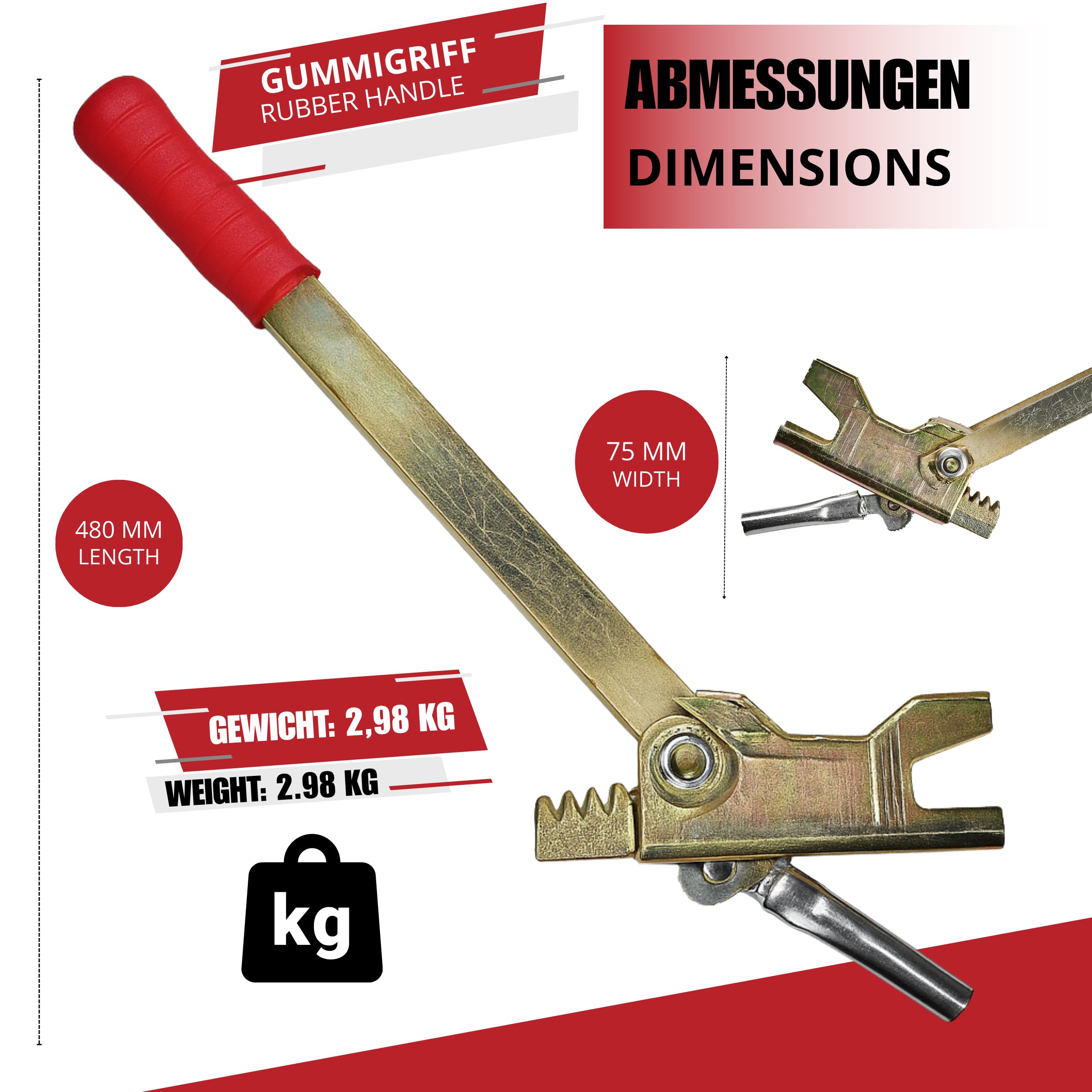 INTAKO Tendeur pour Verrou de Coffrage, Rapid Clamp Tensioner – Clé de Serrage pour Pinces de Coffrage à Ressort, Serrures de Coffrage 70 × 100 mm pour Fers à Béton Ø 6–10 mm