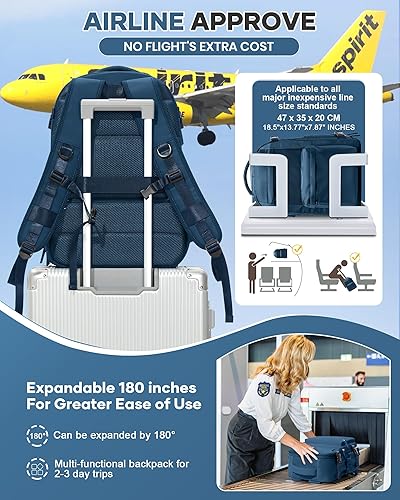 Vista 49 de VECAVE Mochila de viaje para laptop, mochila aprobada para vuelos,Mochila deportiva para universidad casual, A-Negro, Mochila para laptop