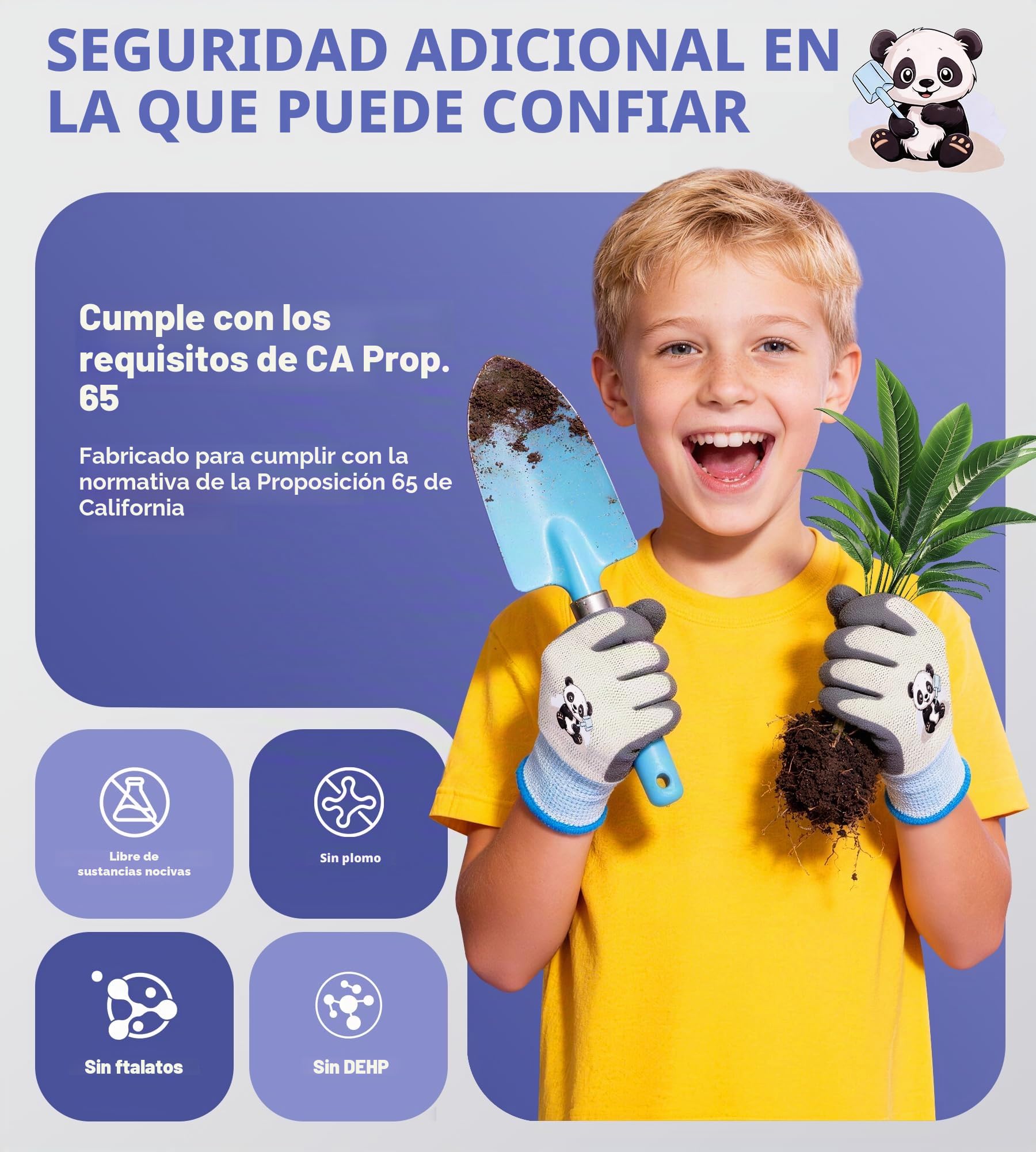 Mr.Panda 3 Pares de Guantes de Jardinería para Niños, para Edades de 2 a 4 Años, Aptos para la Piel, Guantes de Trabajo para Niños Pequeños, Talla 3/XXXS