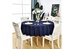Navy Blue Round Tablecloth 48 Inch - Stain Resistant Wrinkle Free Washable