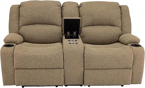 Miniatura 94 de RecPro Charles Powered - Sofá reclinable doble y sofá biplaza Muebles de pared Hugger RV – Tela de avena de 80 pulgadas