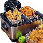 Secura 1700-Watt Stainless-Steel Triple Basket Electric Deep Fryer with Timer Free Extra Odor Filter, 4L/17-Cup (Renewed)