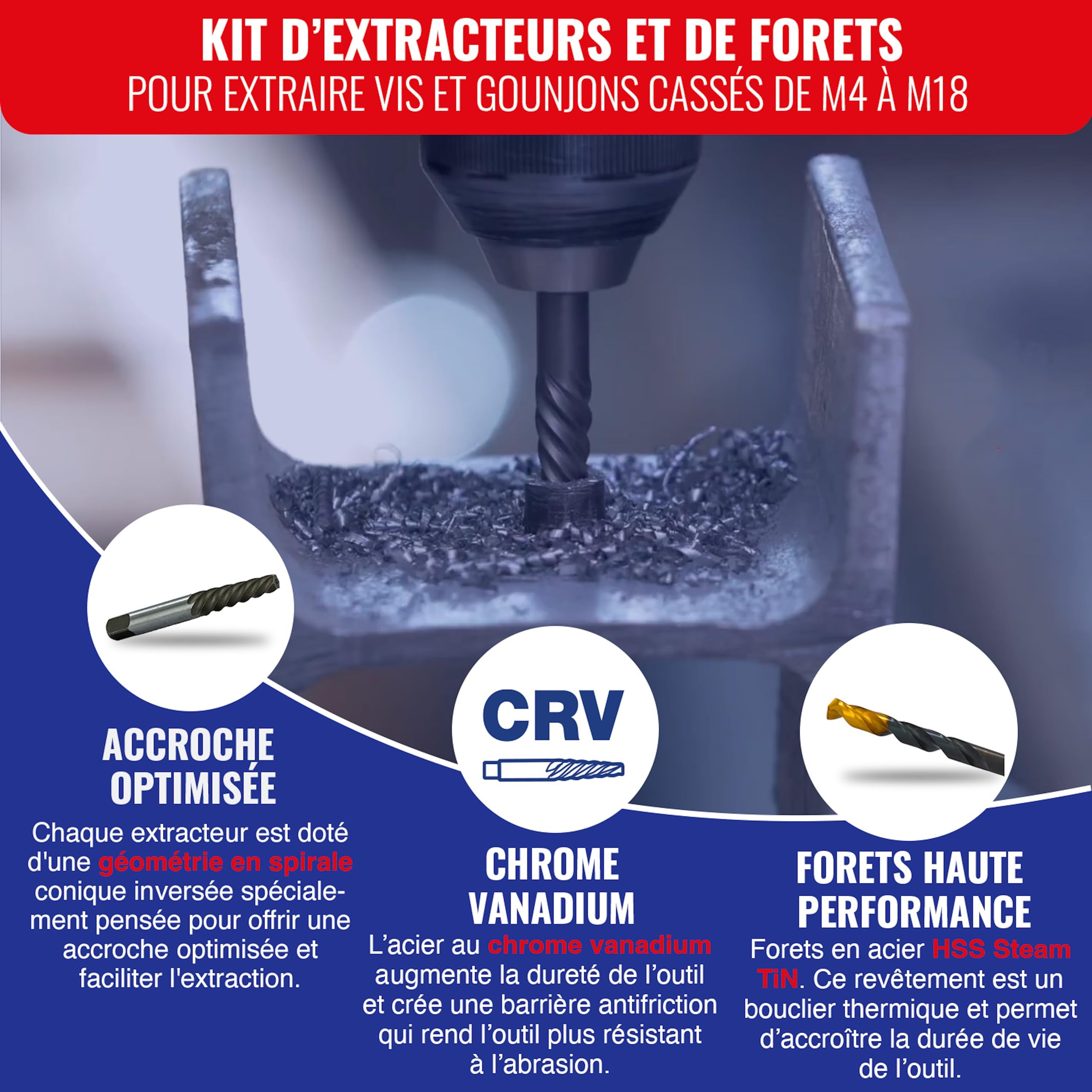 TIVOLY 10 pièces Extracteurs de goujons cassés 11901170052