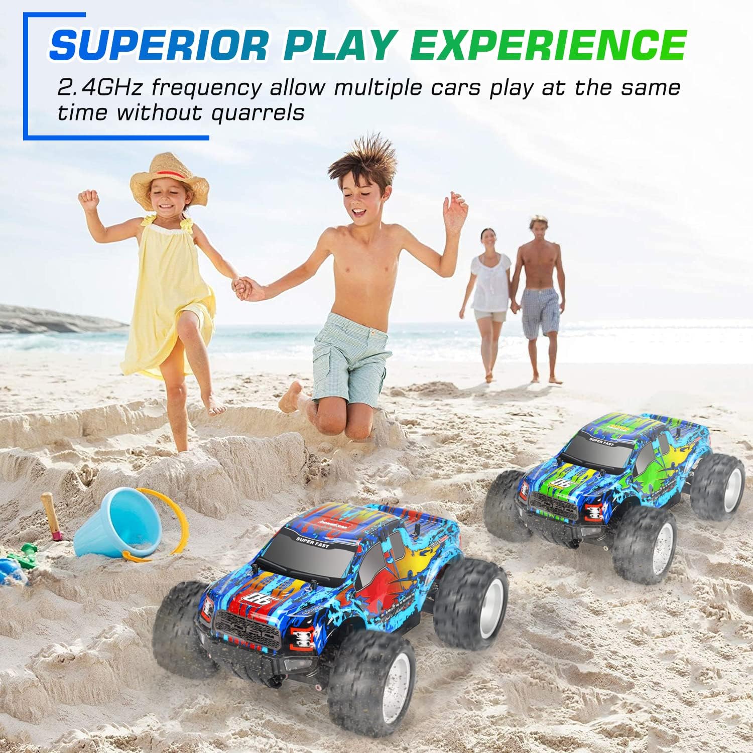 DOUBLE E Ford Raptor F150 Remote Control Car 20km/h Off Road RC Race Car with Rechargeable Battery Headlights High Speed RC Monster Trucks for Boys Girls Kids