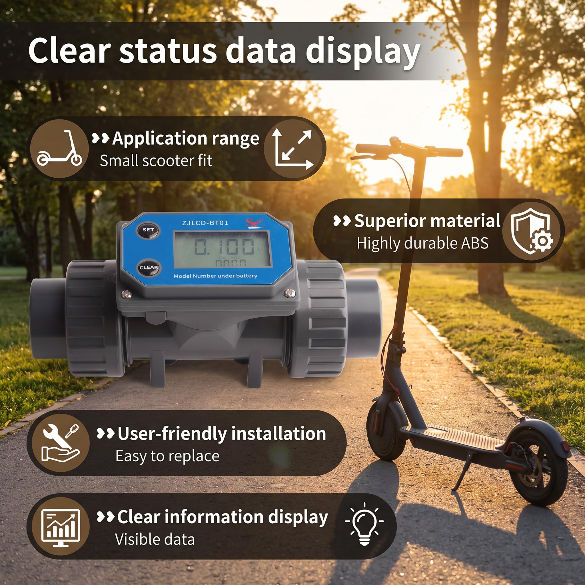 Méter de Flujo de Pantalla Digital de Alta Precisión de Akozon, Medidor de Sensor de Flujo de Agua para Riego de Gran Volumen, Adecuado para Granjas, Piscinas e Industrias de Purificación de Agua