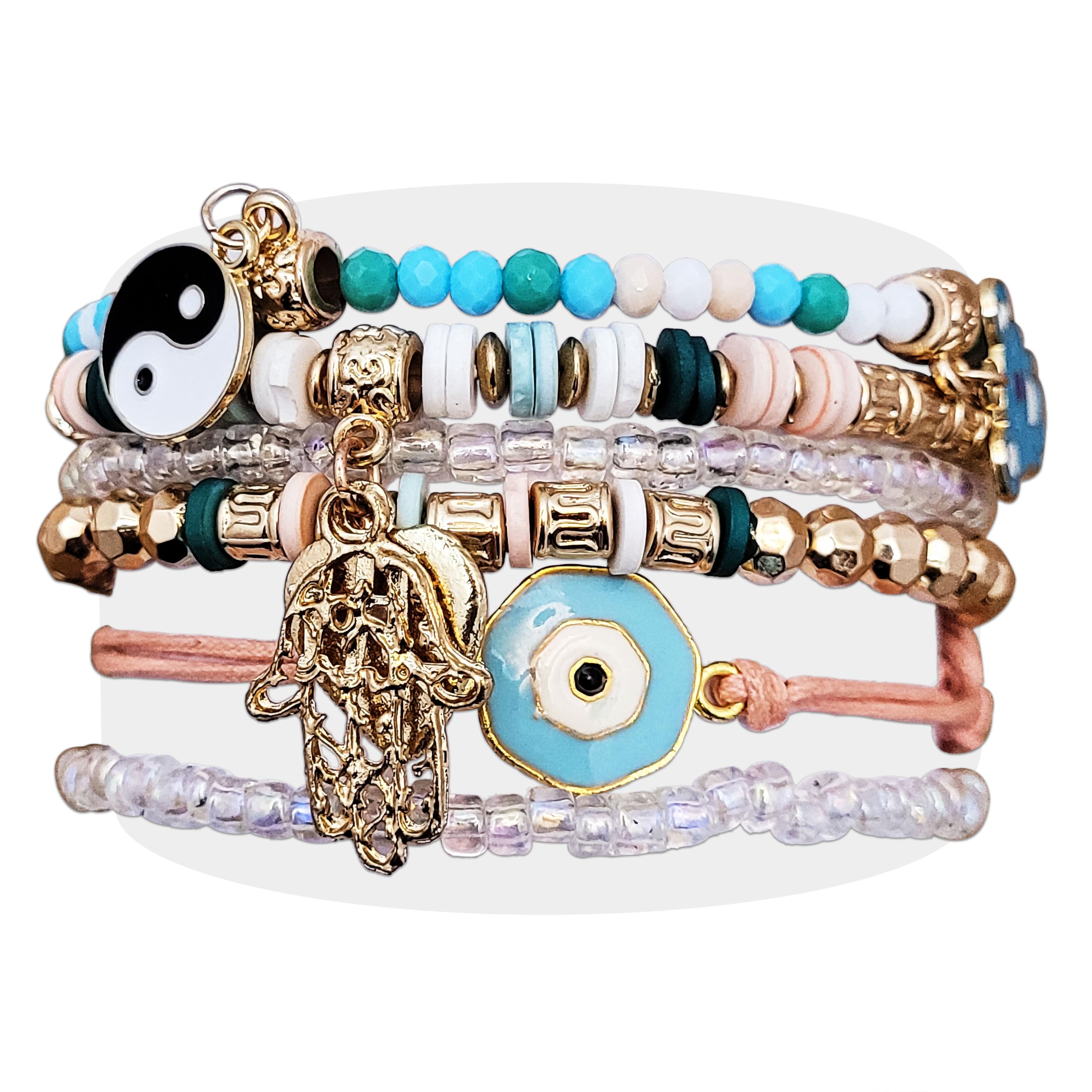 BOHENOOR Bohemian Bracelet Set - Combo Set, Stretchable Elastic Beads Bracelets for Women and Girls - Beach Wear - Birthday, Anniversary, Valentine Gift (SKY BLUE) (B0D8VNNJ9K) Amazon Price History, Amazon Price Tracker