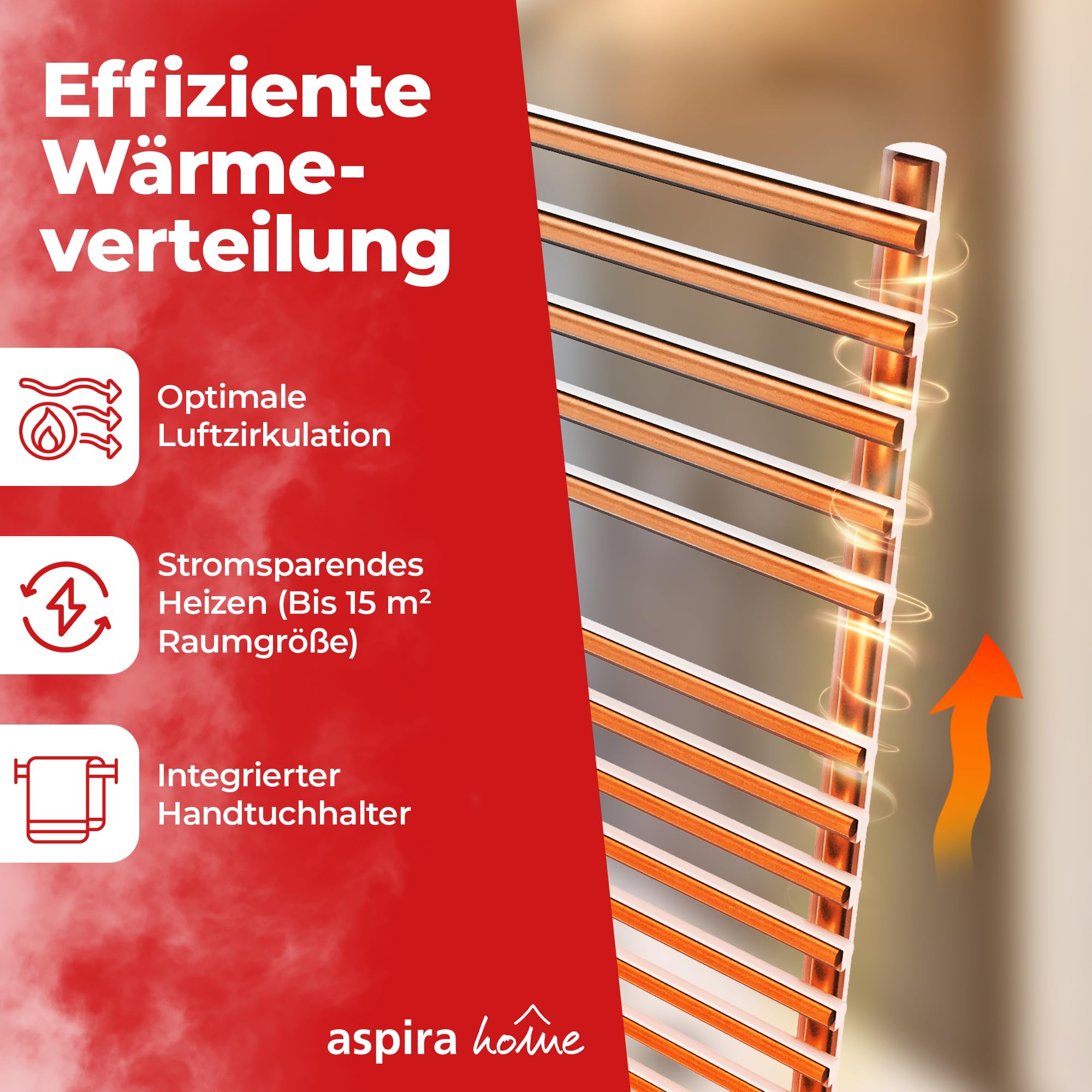 VIGO Elektryczny grzejnik łazienkowy/grzejnik łazienkowy - ECO 450 W, przetestowany przez TÜV: Zawiera zestaw montażowy, 500x1000 mm