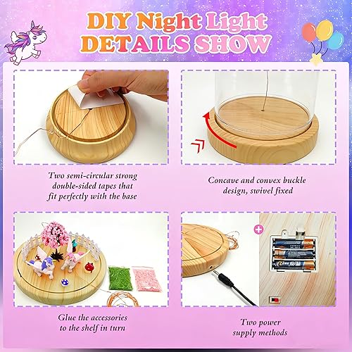 Miniatura 3 de Haz tu propia luz nocturna, kits de bricolaje de unicornio para niñas, luz nocturna mágica creativa, edición de actualización USB, juguetes