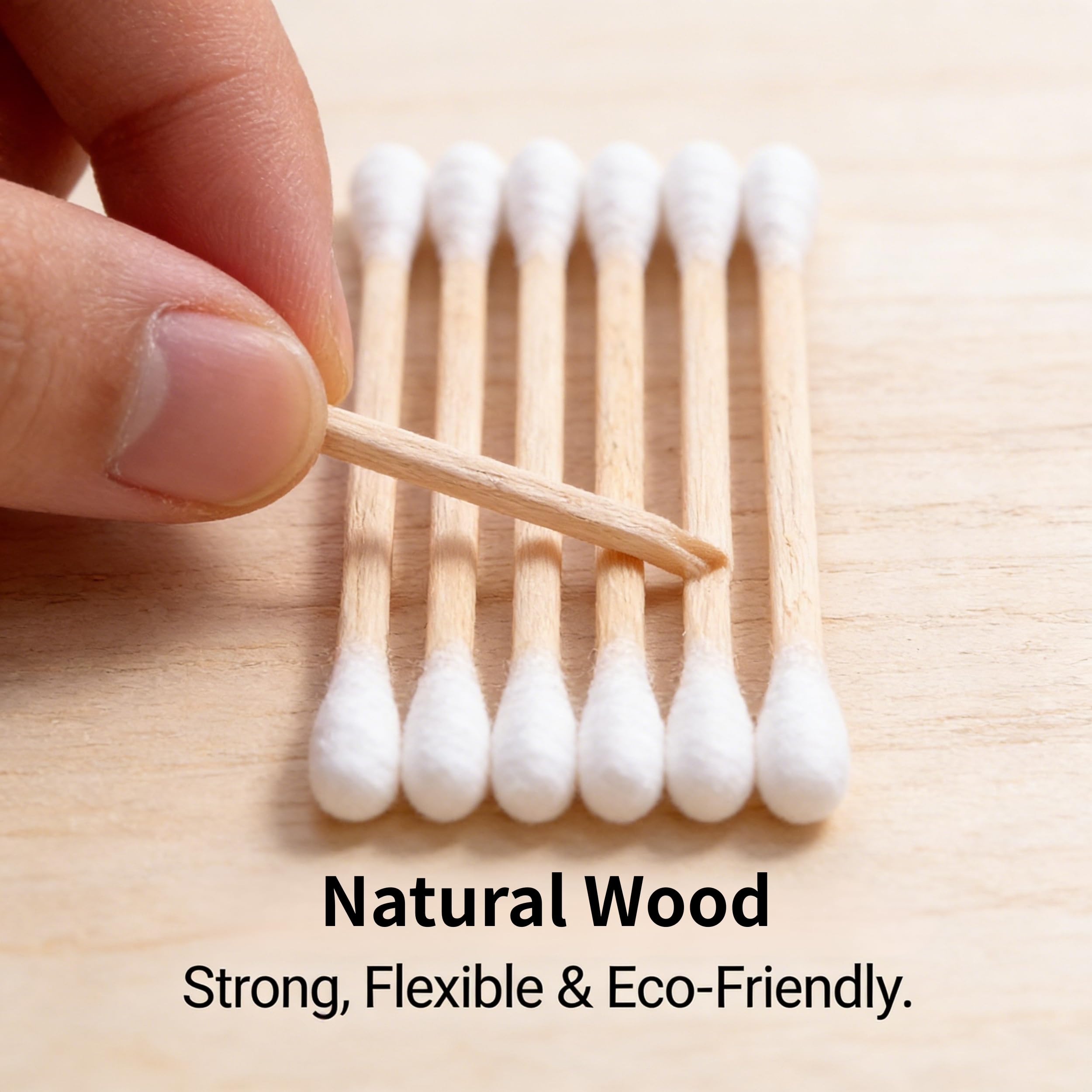 200 Pcs Double Ended Cotton Swabs, Biodegradable Cotton Makeup Applicators for Nail Polish, Eyeliner, Artwork and Precision Cleaning, Gentle Hypoallergenic Swab Sticks (200 Count) — view 4