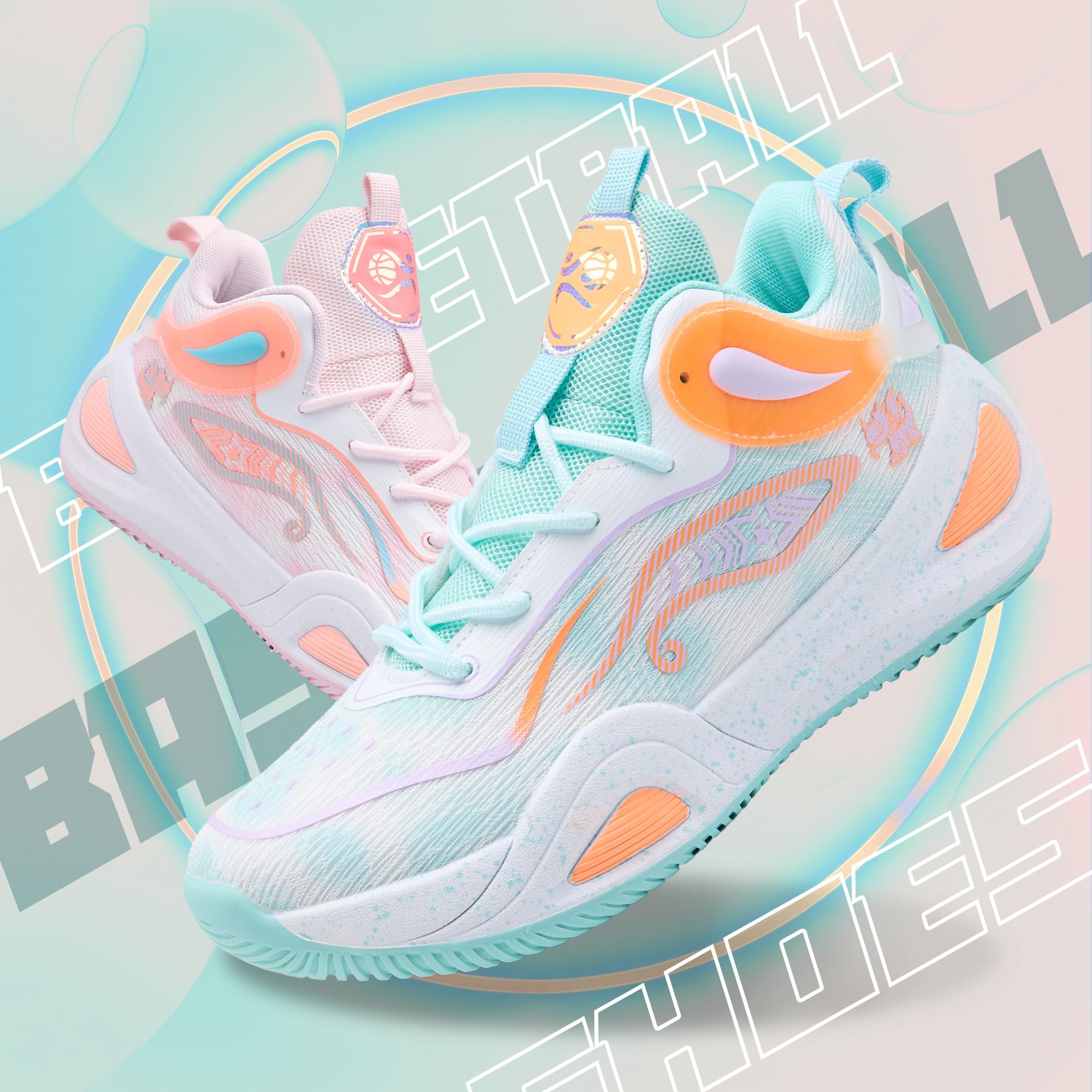 kniaiwx Men's Basketball Shoes Indoor Outdoor Sports Shoes Fashionable Anti Slip Sports Shoes Street Walking Shoes Pink Green Size 8