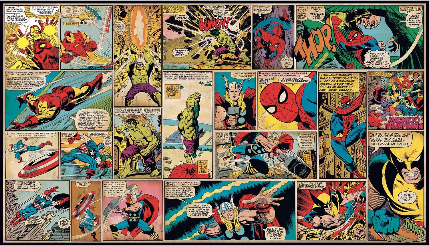 Roommates Jl1290M Marvel Classics Comic Panel Water Activated Removable Wallpaper Mural - 10.5 Ft. X 6
