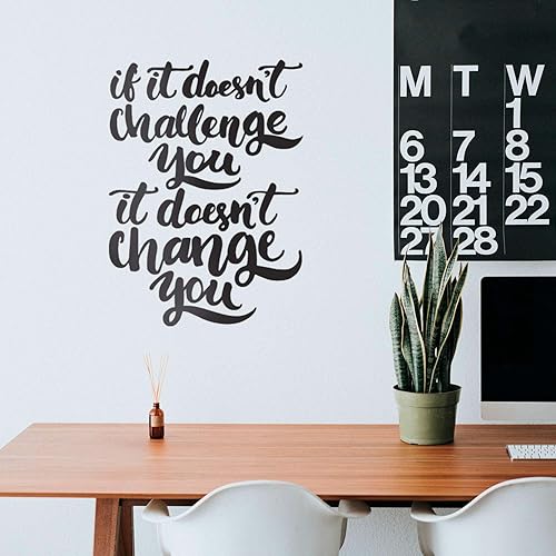 Calcomanía de vinilo para pared, con texto en inglés If It Doesn't Challenge You It Doesn't Change You, 30 x 22 pulgadas, decoración motivacional