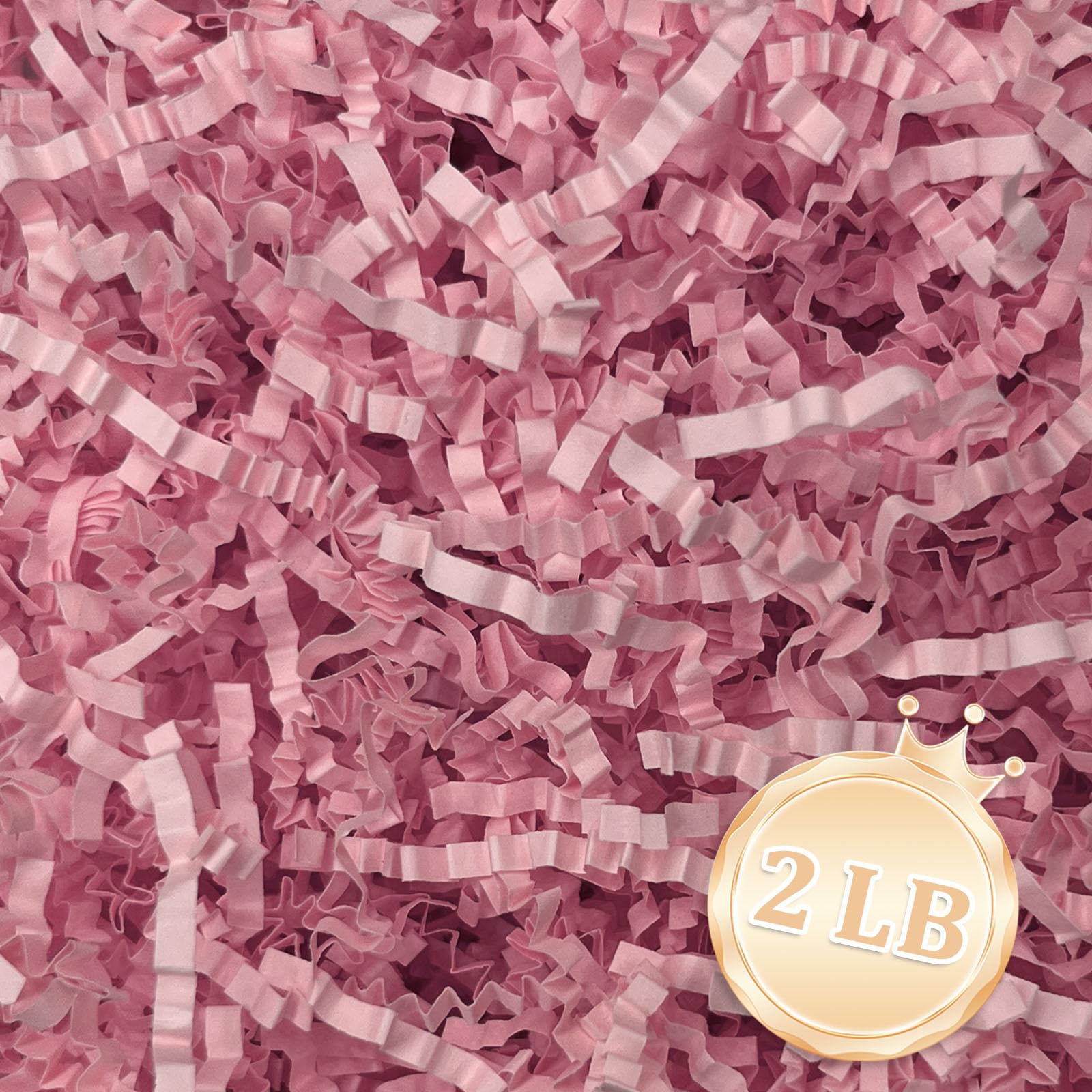 Zankubom 2 LB Pink Crinkle Cut Paper Shred Filler Great for Gift Wrapping, Basket Fillers, Birthday, Gift Wrapping, Anniversary, Valentine's Day