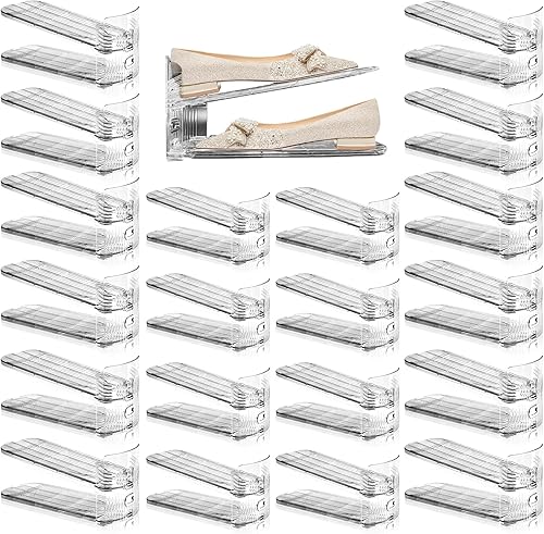 Miniatura 6 de FENRUNXU Organizador de ranuras para zapatos para armario, paquete de 12 estantes de acrílico para zapatos, organizador para armario, ahorro de