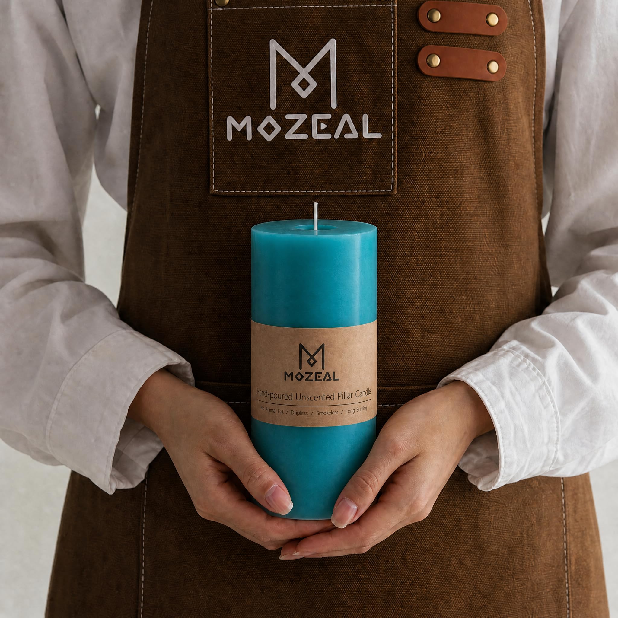 MOZEAL Velas de pilar turquesa extragrandes de 4 x 10 pulgadas (juego de 2), sin perfume, sin goteo, sin humo, de larga duración, de combustión limpia, estas velas altas de 10 pulgadas grandes de