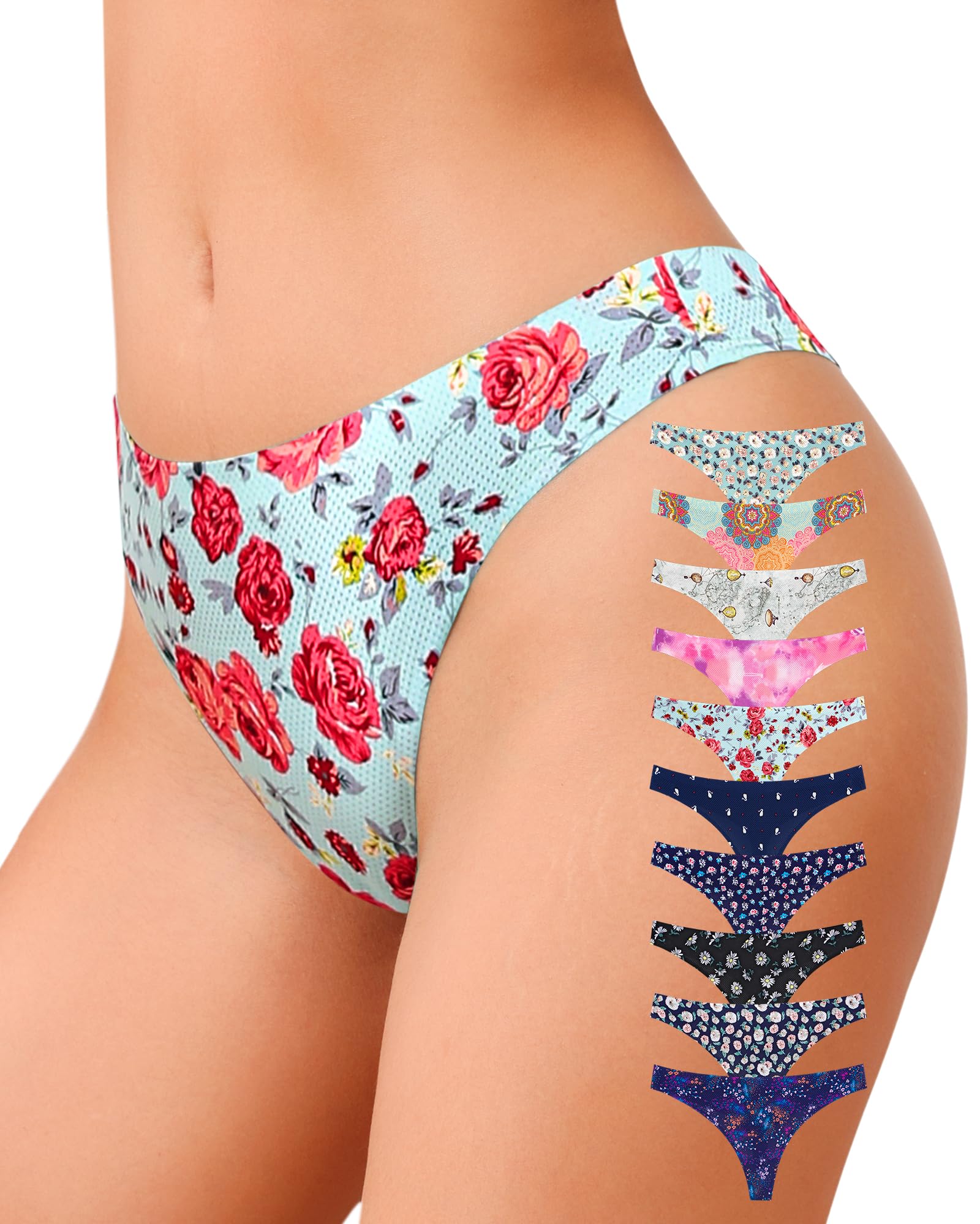 Eiggam Seamless Thongs for Women No Show Underwear Soft Stretch Breathable Invisible Panties Womens Thong Underwear Pack