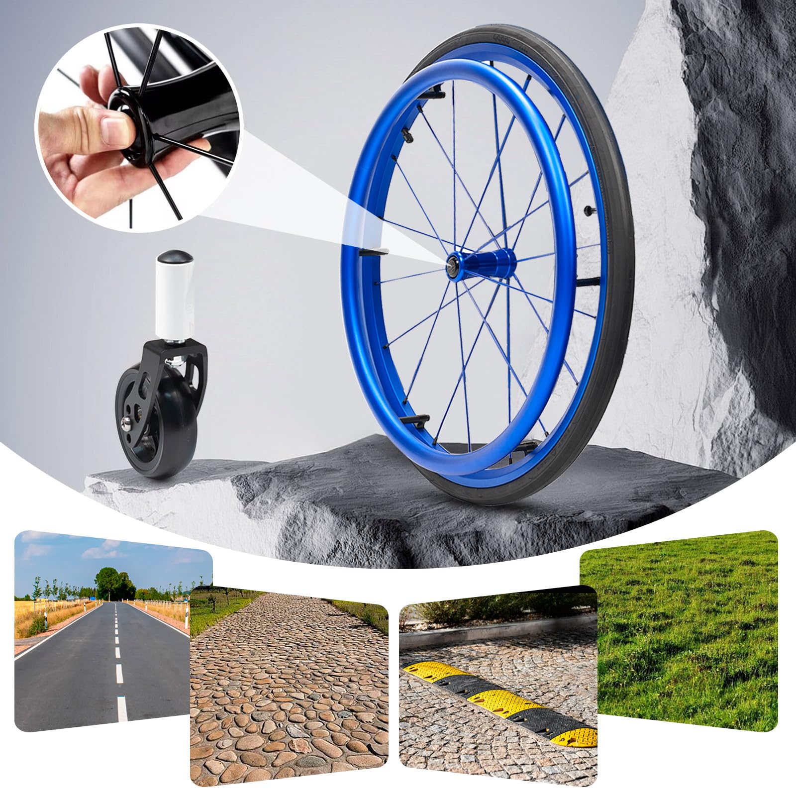 Sedia a rotelle Sportiva, Sedia a rotelle ergonomica Pieghevole per Il Trasporto, Lega di Alluminio Leggera, Ruote Posteriori a sgancio rapido, Design Portatile e Compatto