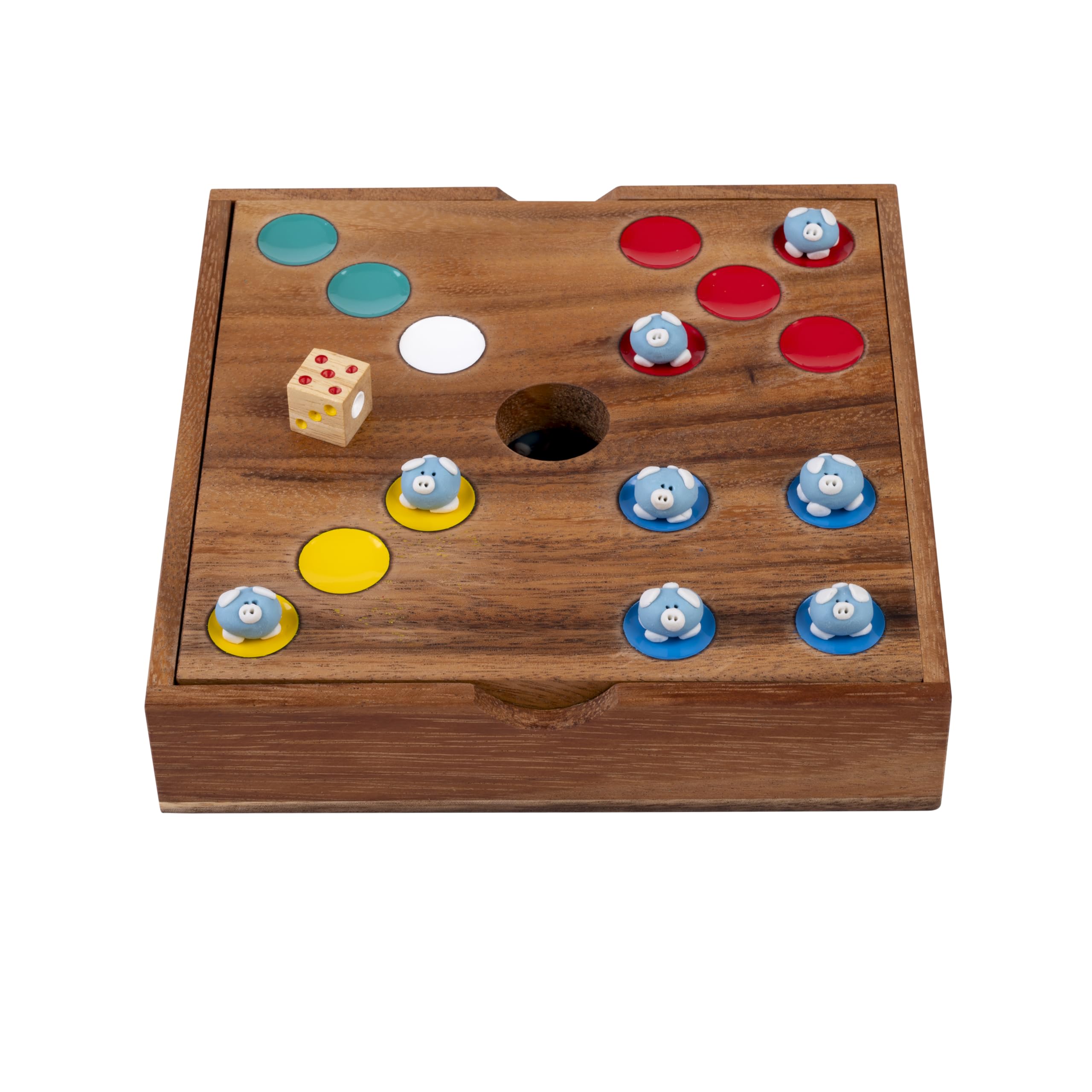 Engelhart - 350441 - Ceramic Piggy Drop Game - Eco-Friendly Wooden Family Game - Includes 60 Ceramic Pigs, Dice, Wooden Box - Ages 6+ โ image 1