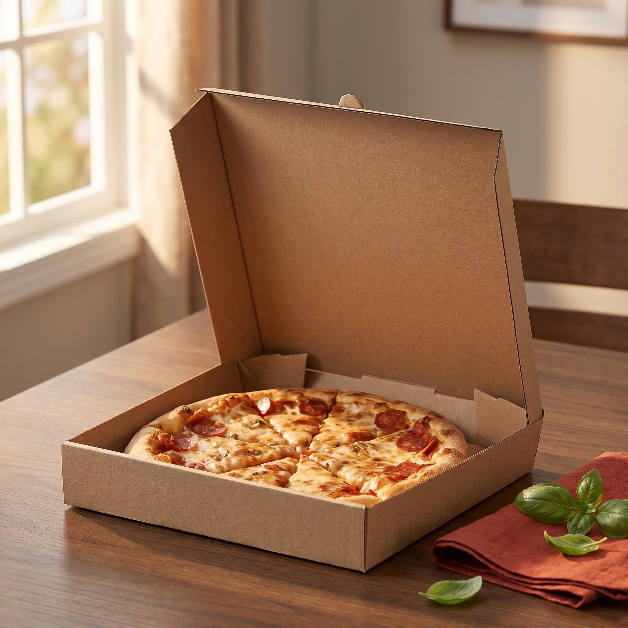 OUNONA 24 cajas de pizza Kraft: Cajas para pizza para llevar - Envases de cartón Kraft marrón de 21,5 cm (8,5") para llevar galletas, pasteles, sobras, restaurantes y pizzerías.