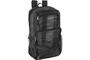 Deluxe See Through Mesh Backpack with Bungee Cord & Adjustable Padded Straps...