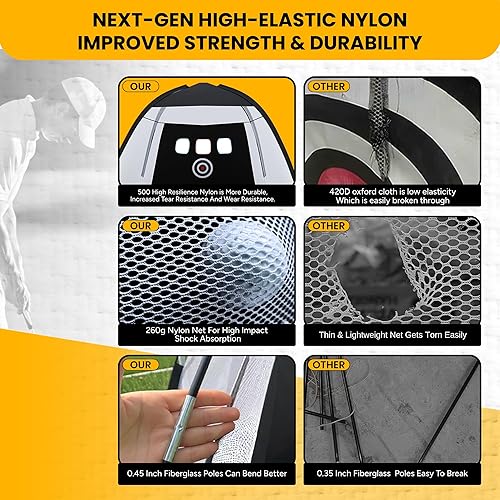 Miniatura 3 de Red de golf para patio trasero e interior Red de golf grande de 10 x 7 pies con objetivo de astillado y tapete de triple césped Ayuda de