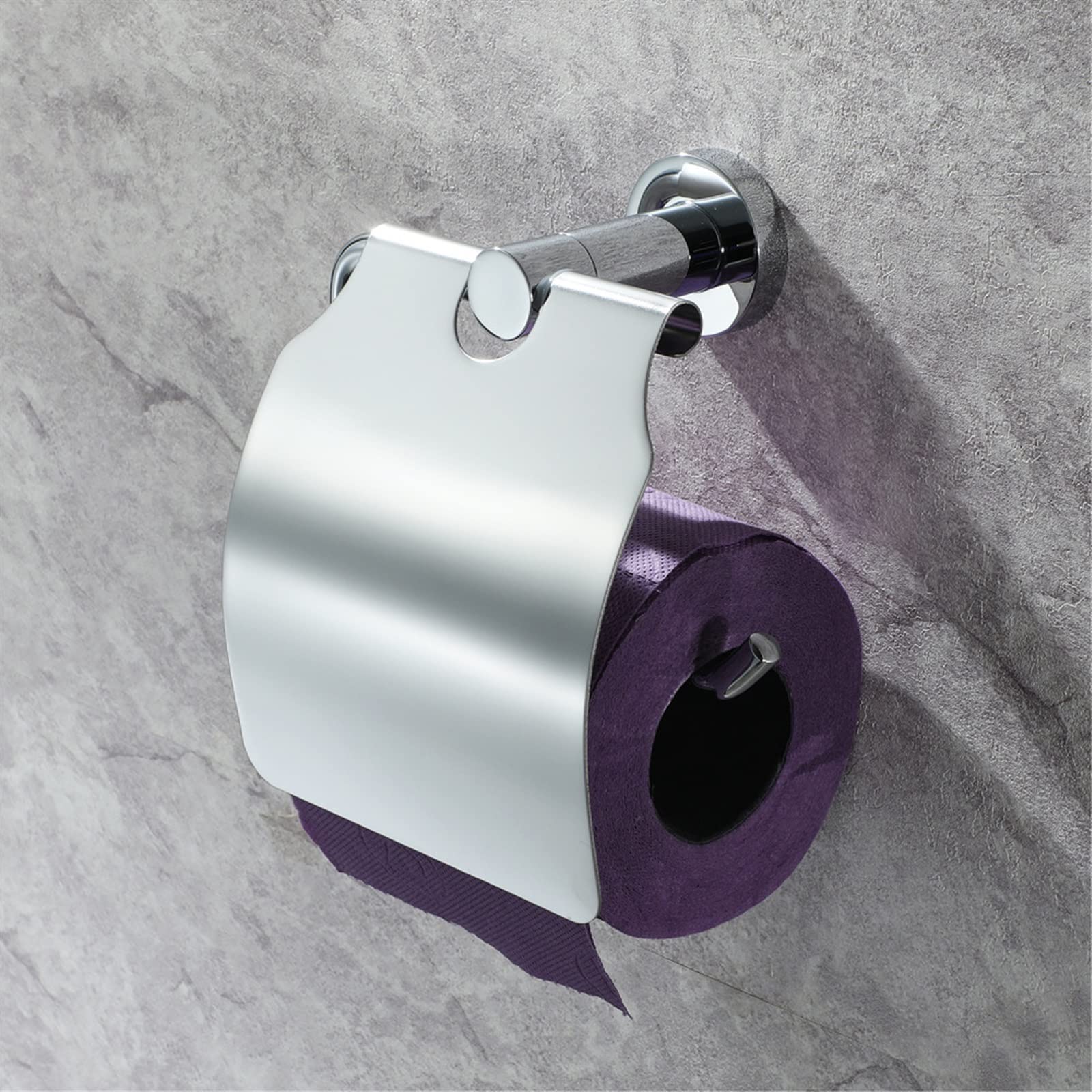Stały uchwyt na papier toaletowy, Stainless Steel Silver Toilet Paper Holder Wall Mount With Cover