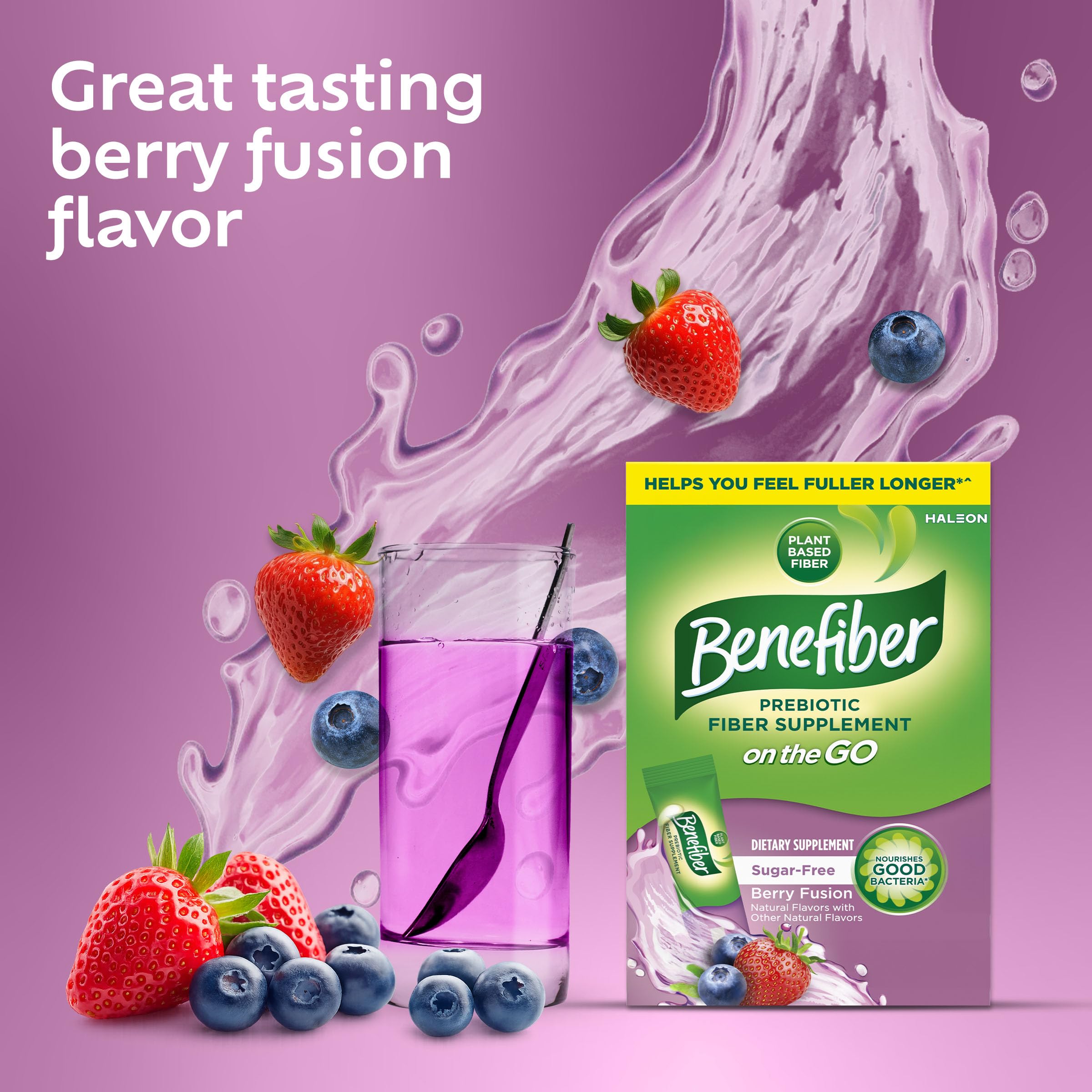 benefiber glp 1 Prebiotic Fiber + Supergreens, Watermelon Lemonade Flavor, 8.8 oz this Benefiber fiber supplement contains the plant GLP-ONE Support Gut Health Booster
