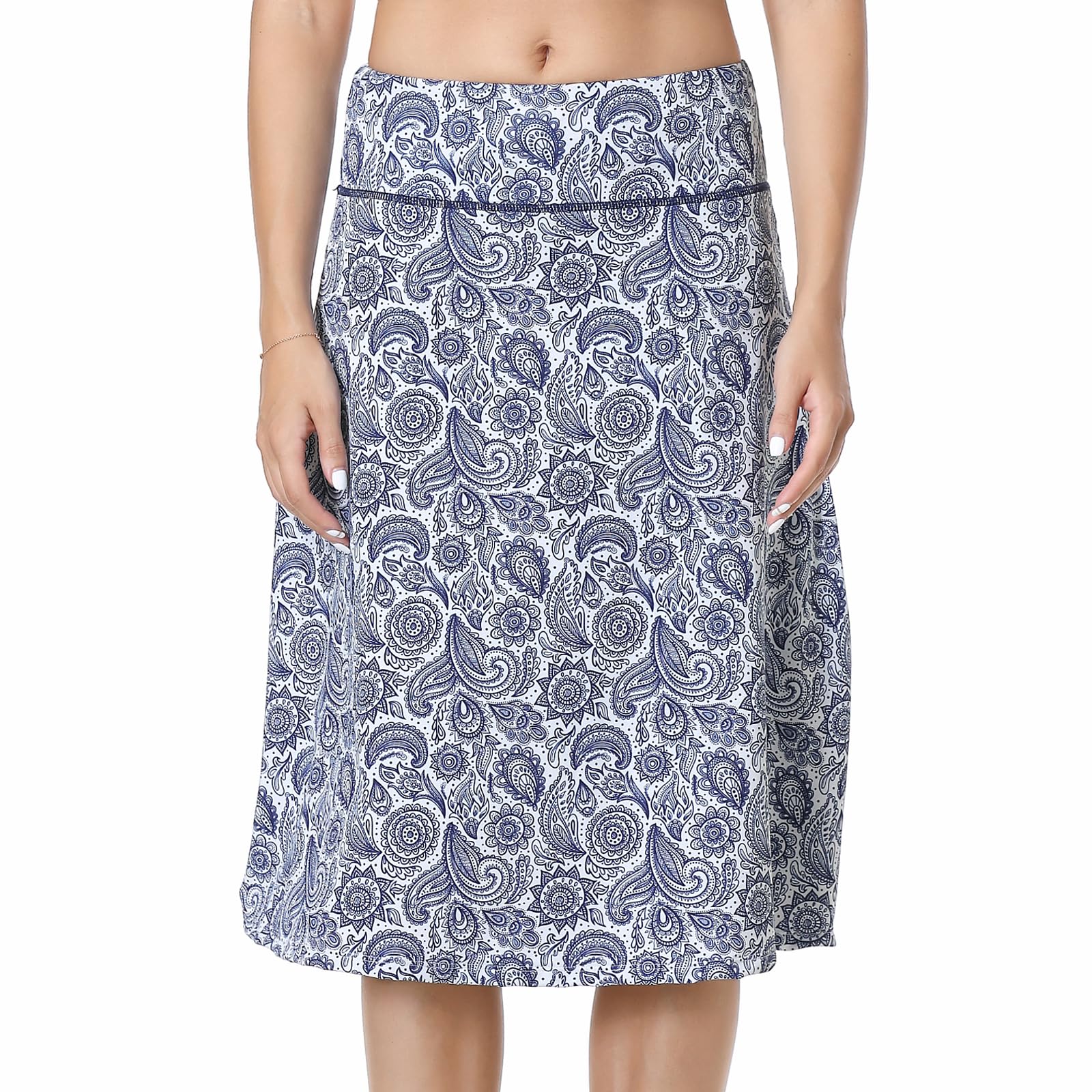 Jupe mi-longue mi-longue pour femme avec jupe-short intégré Cordon de serrage dissimulé Poches zippées Convient pour le travail décontracté