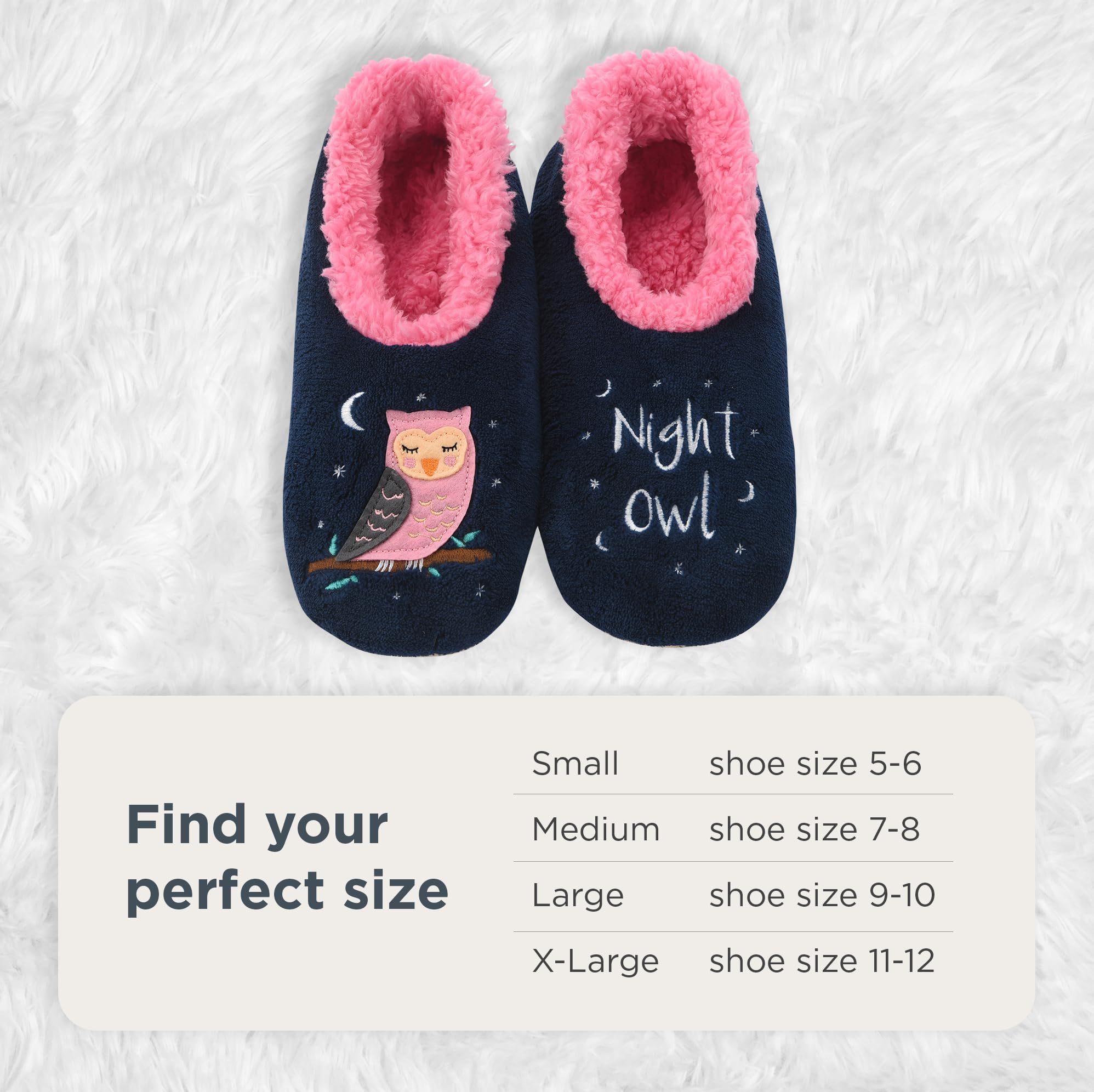 Snoozies Animal Slipper Socks for Women, Funny Animal and Fuzzy Slippers Soft Non-Slip with Sherpa Lining, Cute Slippers|NOWL-M