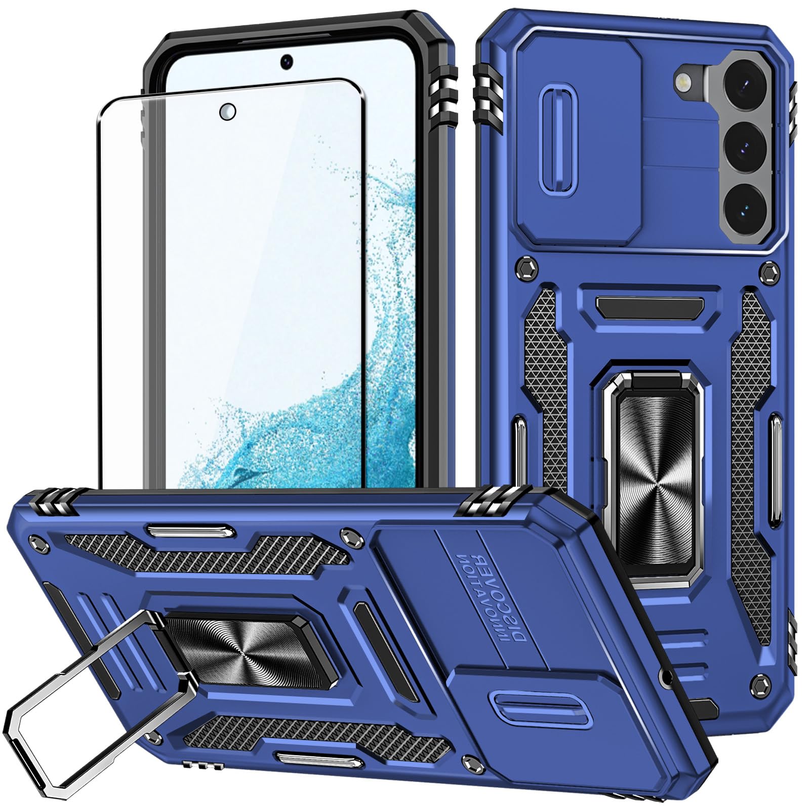Samsung Galaxy S22 Case, Samsung S22 5G Case, Shockproof Crystal Clear Slim Soft Silicone TPU Protective Phone Cover for Samsung Galaxy S22 Navy Blue