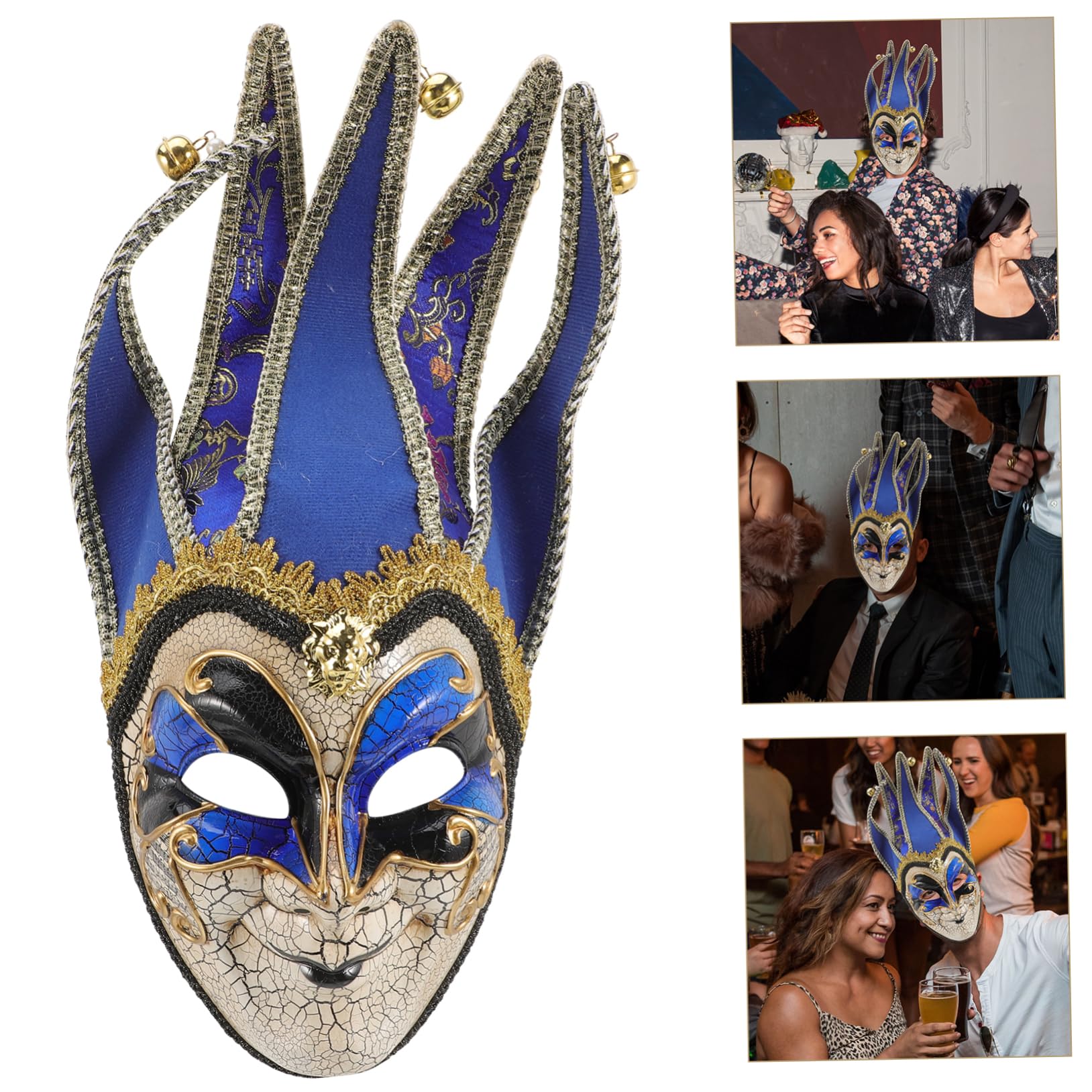 BESPORTBLE Máscara veneciana lleno Máscaras Brillantina señoras condujo conjuto suministro de fiestas máscara de cumpleaños Accesorio para festivales máscara de cara completa PD Blue