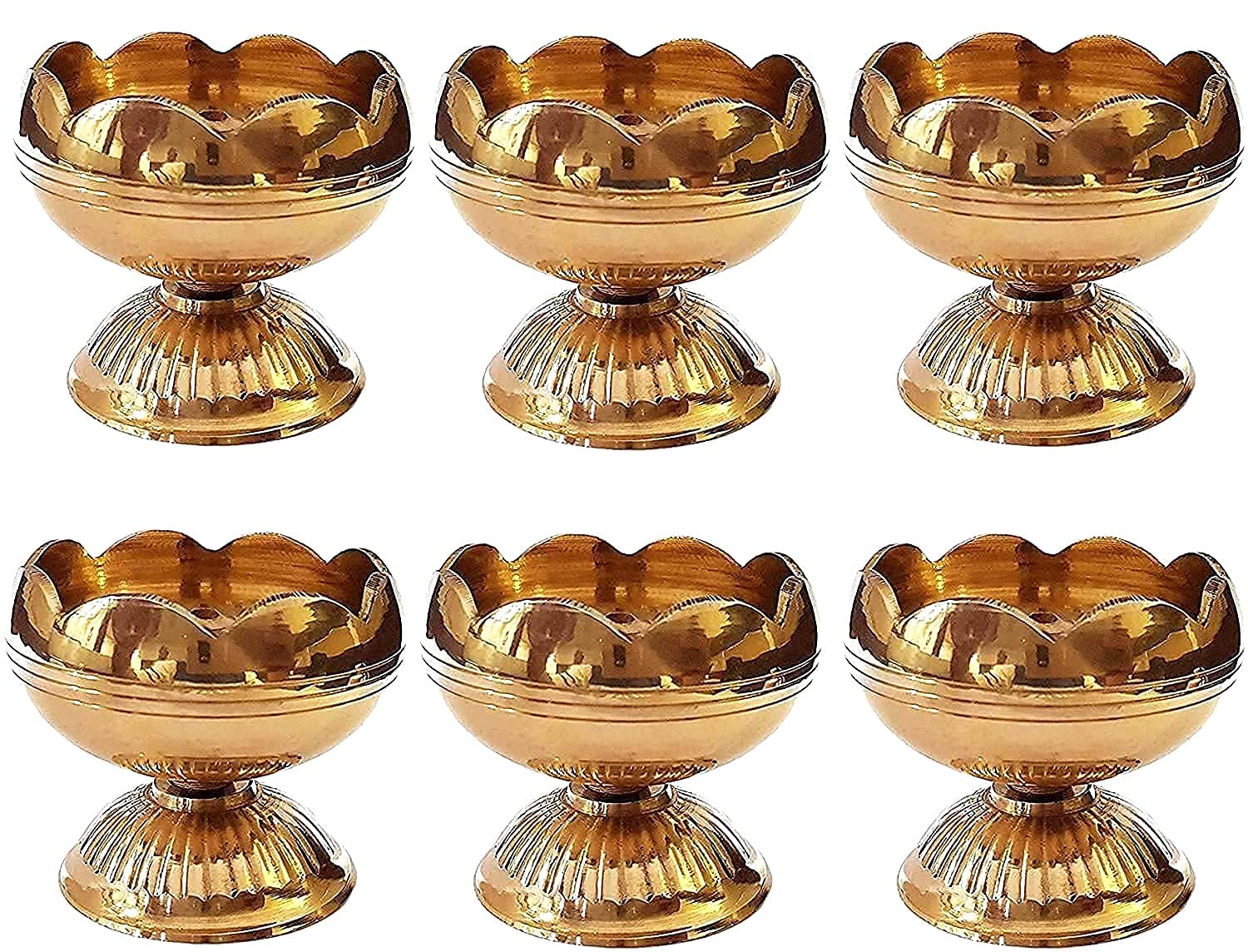 SATVIK 10 Pc Brass Diya for Diwali Decoration. Handmade Golden Virgin