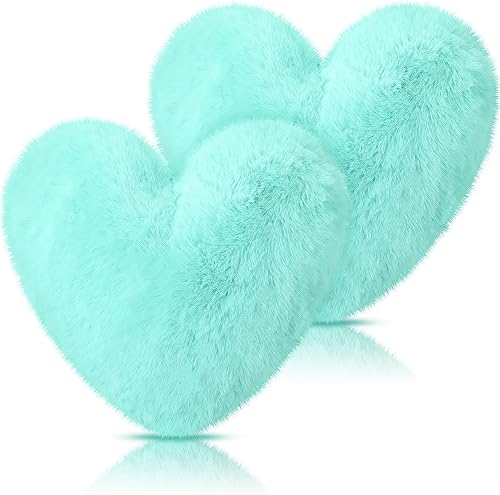 Miniatura 7 de Marsui 2 almohadas esponjosas de corazón en forma de corazón, almohada de felpa con forma de corazón, cojín decorativo de peluche para regalo de