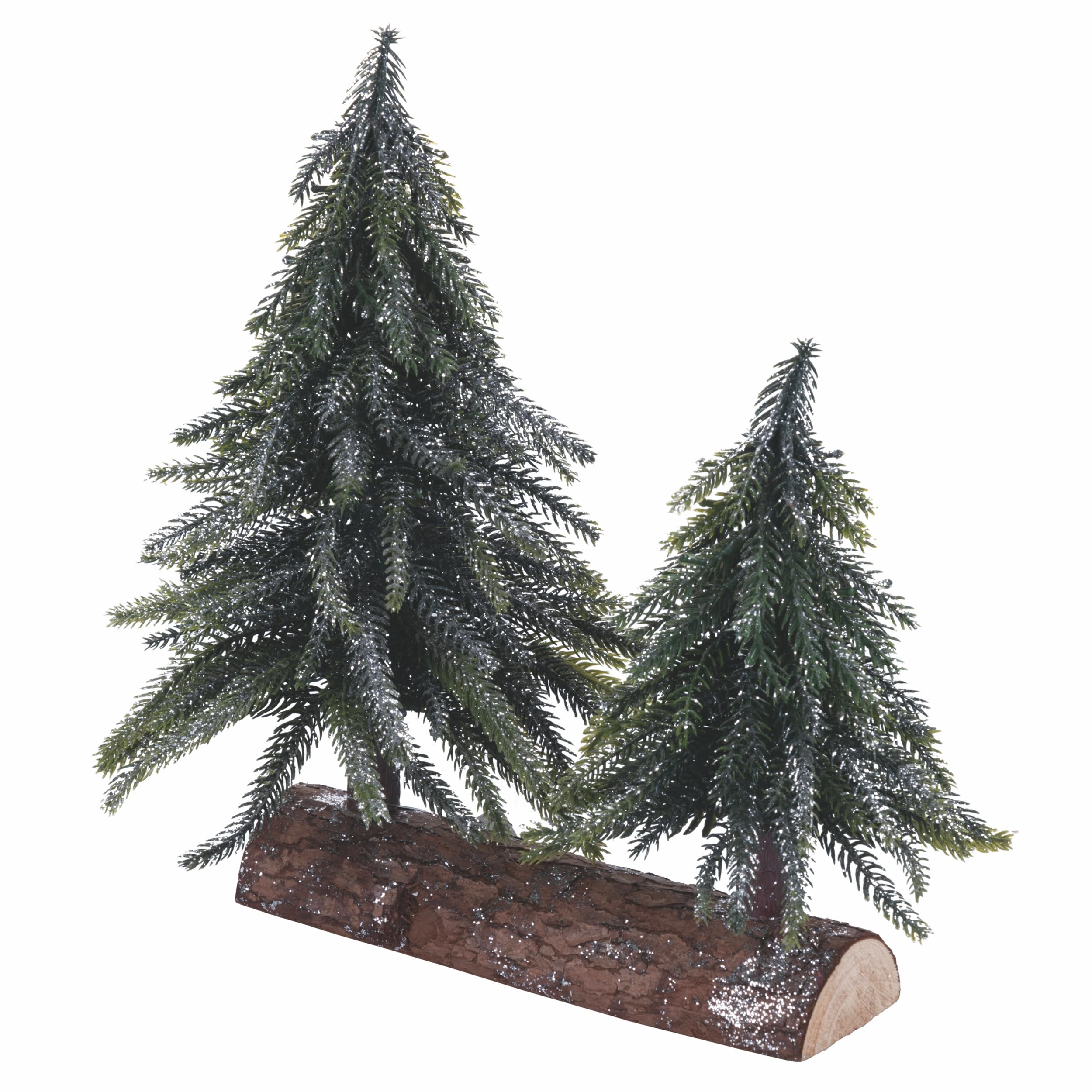 XMas Silver Effect Two Trees Wooden Christmas Decoration